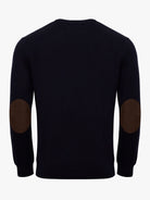 PULLOVER FINO AZUL COM COTOVELEIRA REGULAR FIT MR. BLUE