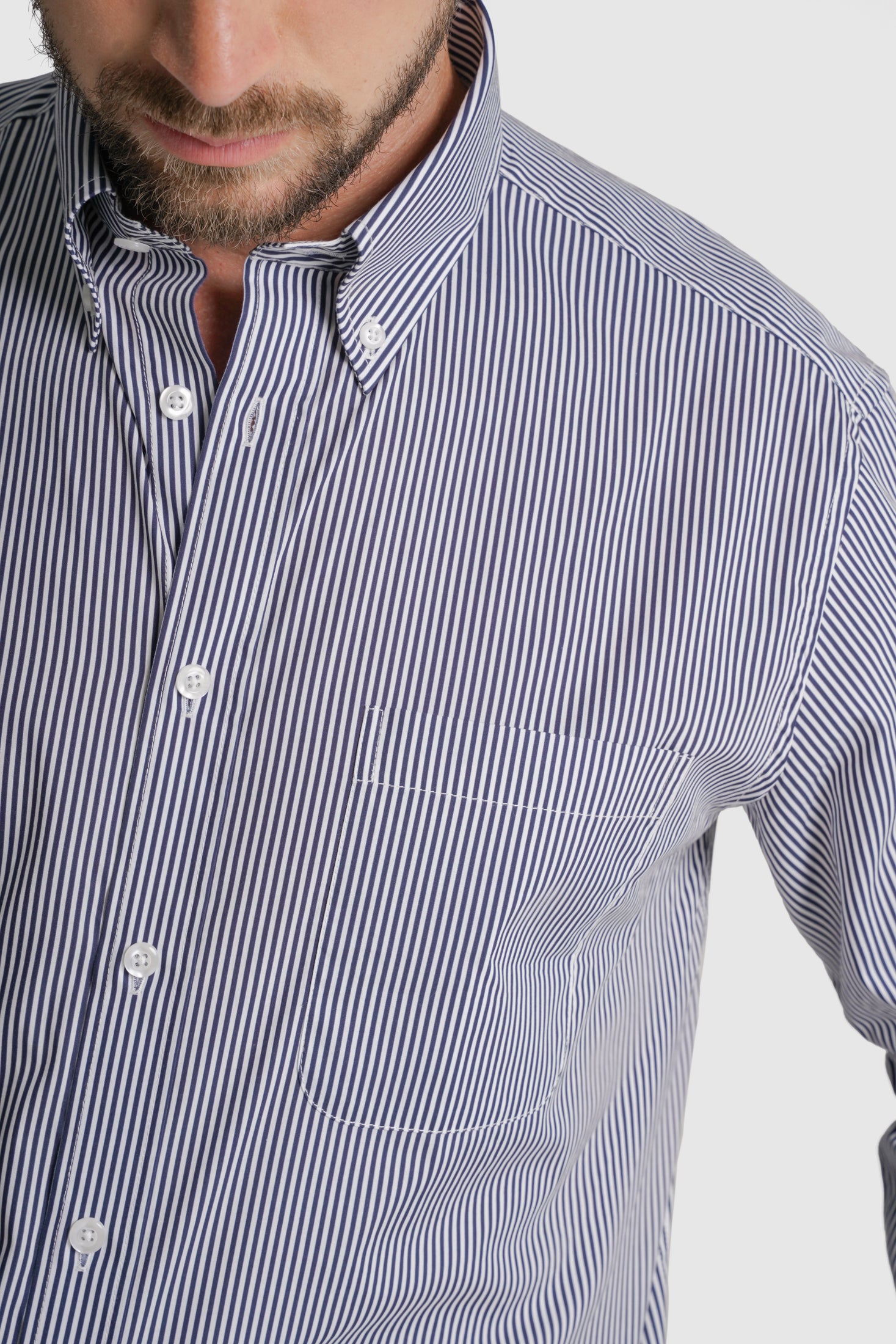 CAMISA ALGODÃO REGULAR FIT AZUL RISCAS MR. BLUE