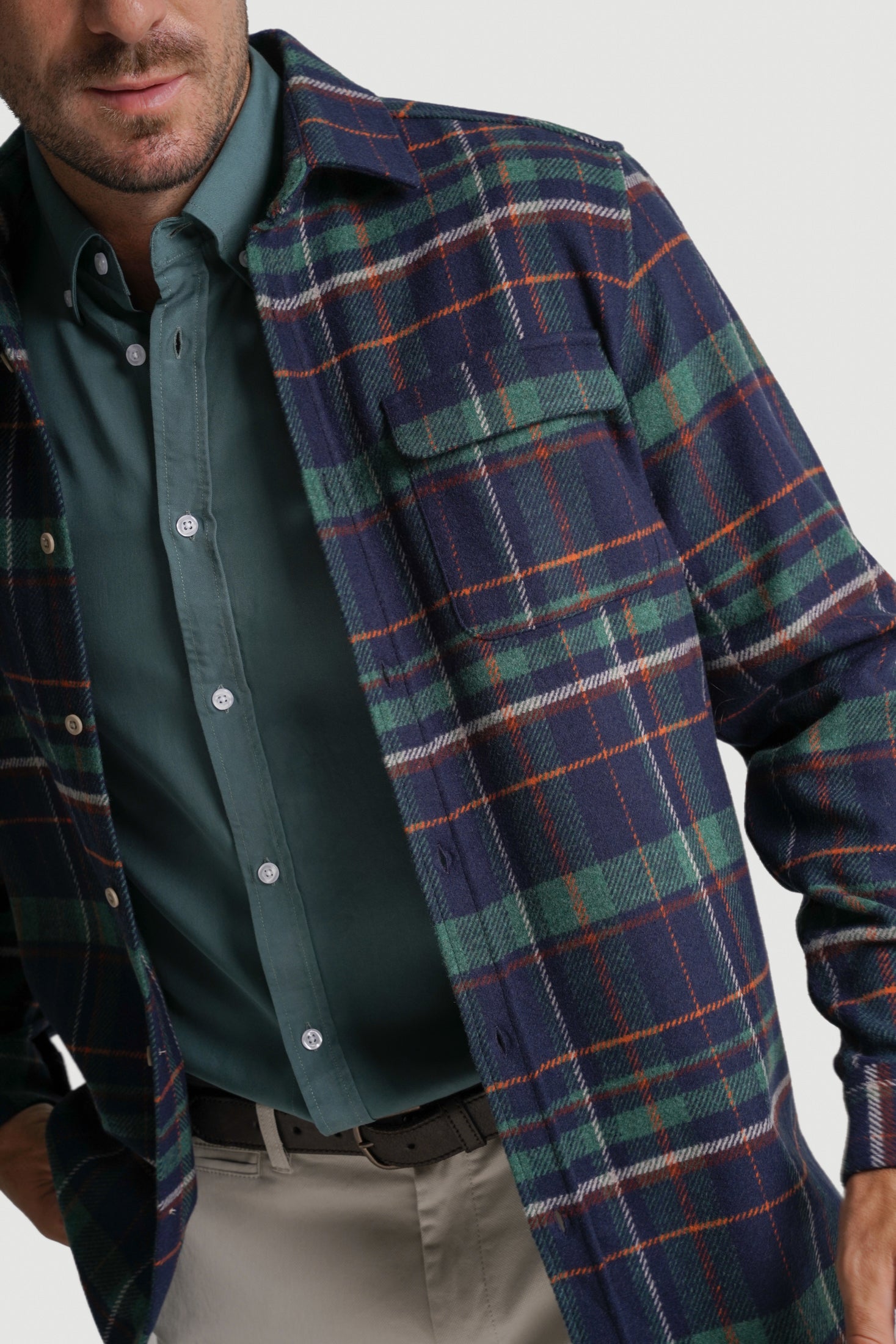 SOBRECAMISA LÃ REGULAR FIT AZUL QUADRADA MR. BLUE