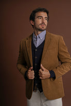 BLAZER ALGODÃO REGULAR FIT CAMEL LISO MR. BLUE