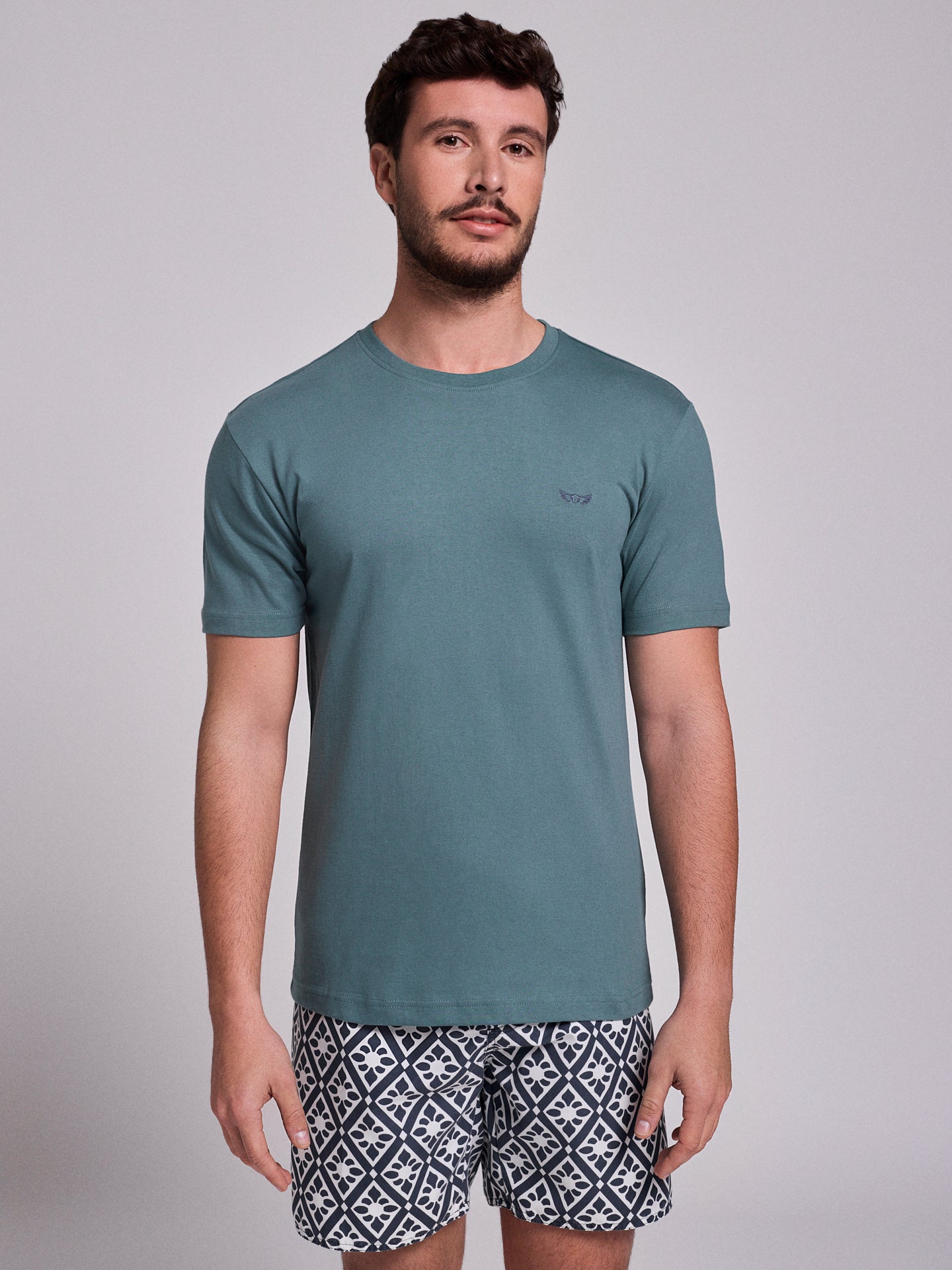 GREEN COTTON T-SHIRT SHORT SLEEVE REGULAR FIT MR. BLUE