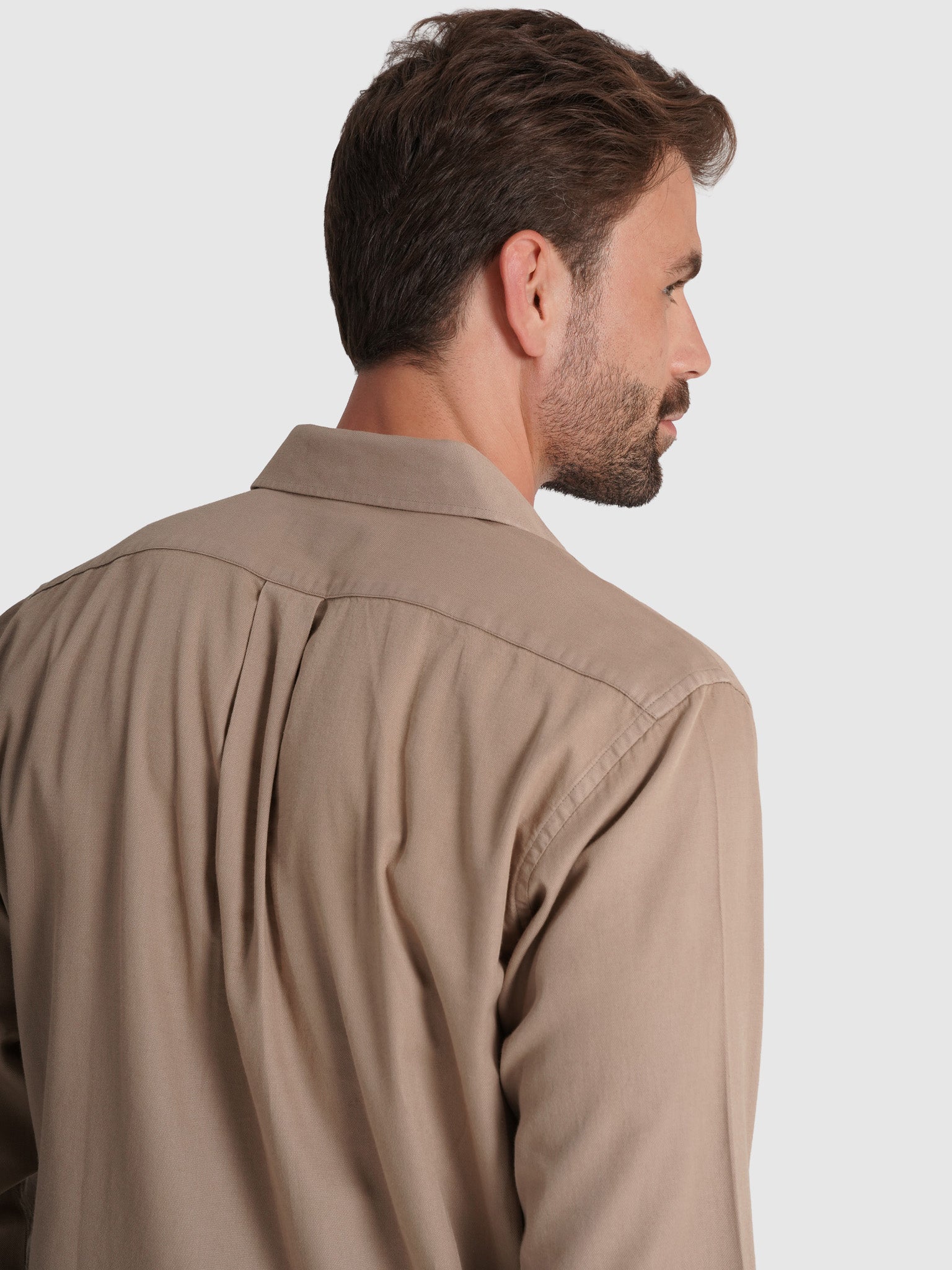 Camisa Algodão Bege Manga Comprida Regular Fit Mr. Blue