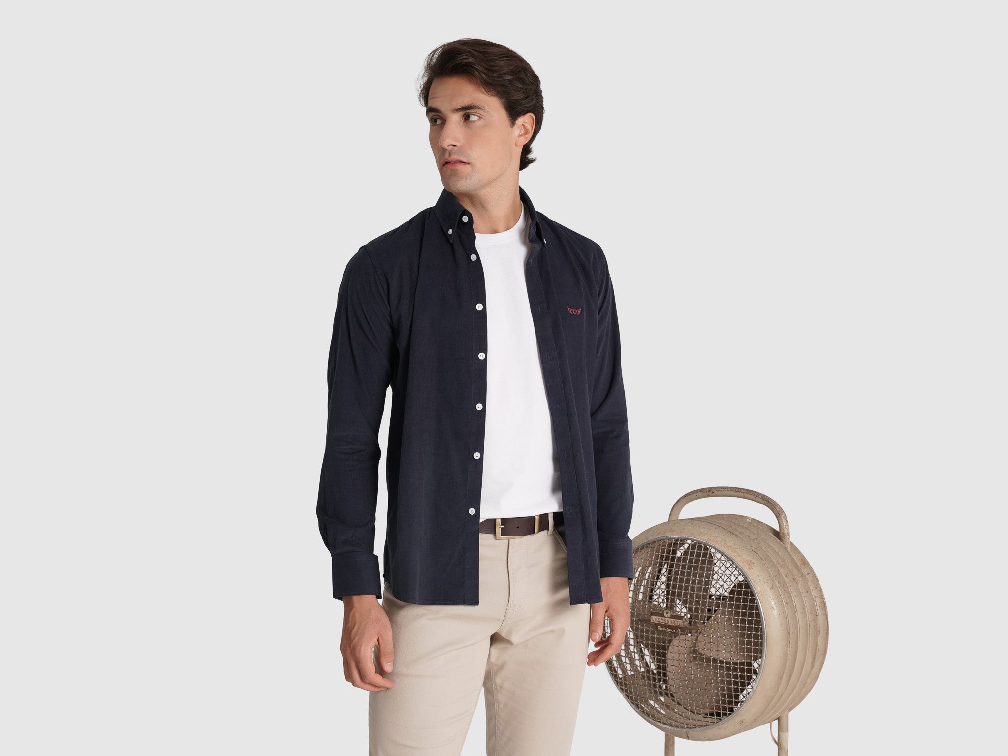 Camisa Algodão Azul Manga Comprida Regular Fit Mr. Blue