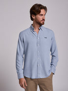 Camisa Algodão Azul Manga Comprida Regular Fit Mr. Blue