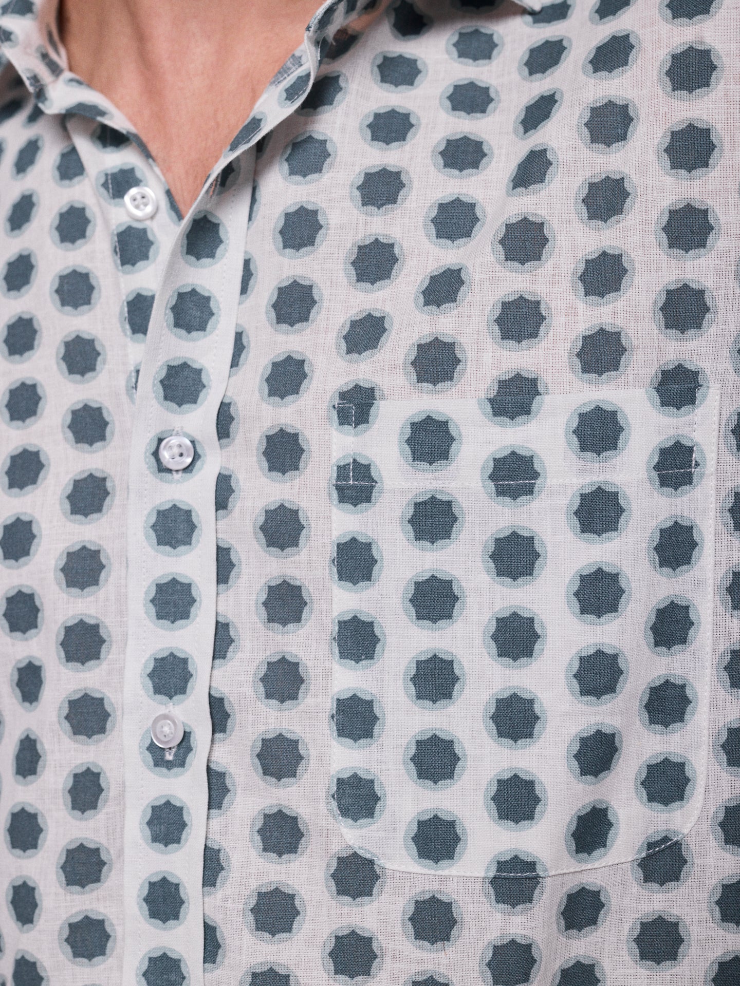 Camisa Linho Azul Manga Curta Regular Fit Mr. Blue