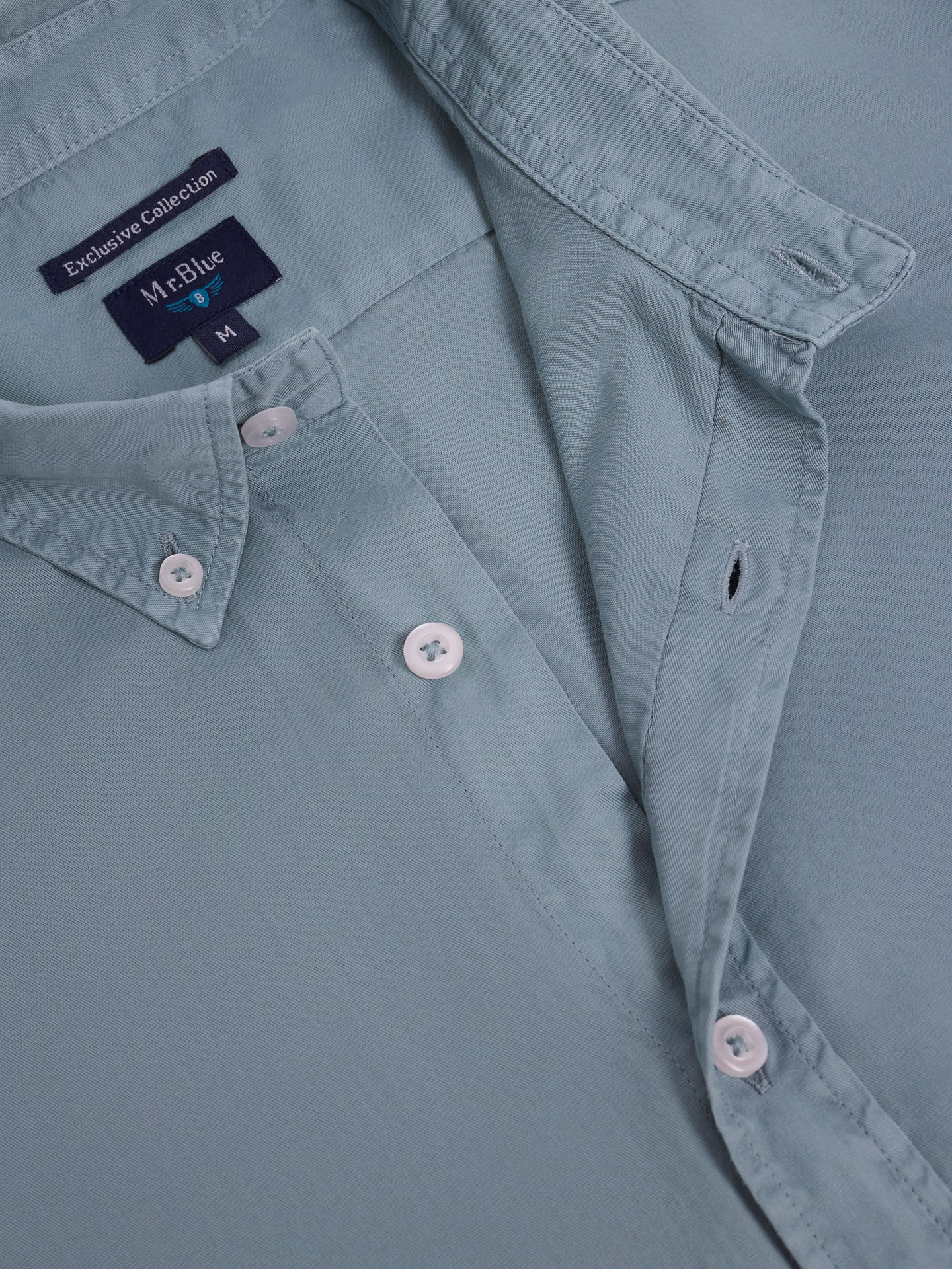 CAMISA ALGODÓN AZUL MANGA LARGA REGULAR FIT MR. AZUL