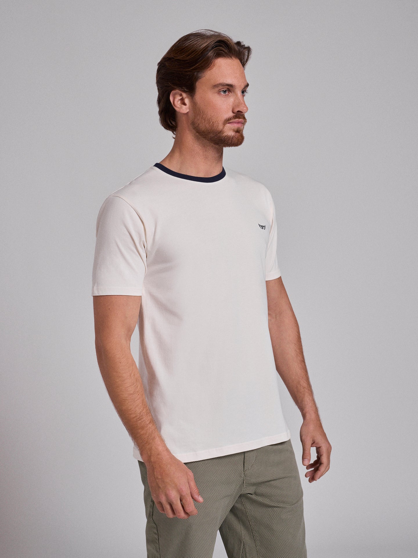 WHITE COTTON T-SHIRT SHORT SLEEVES REGULAR FIT MR. BLUE
