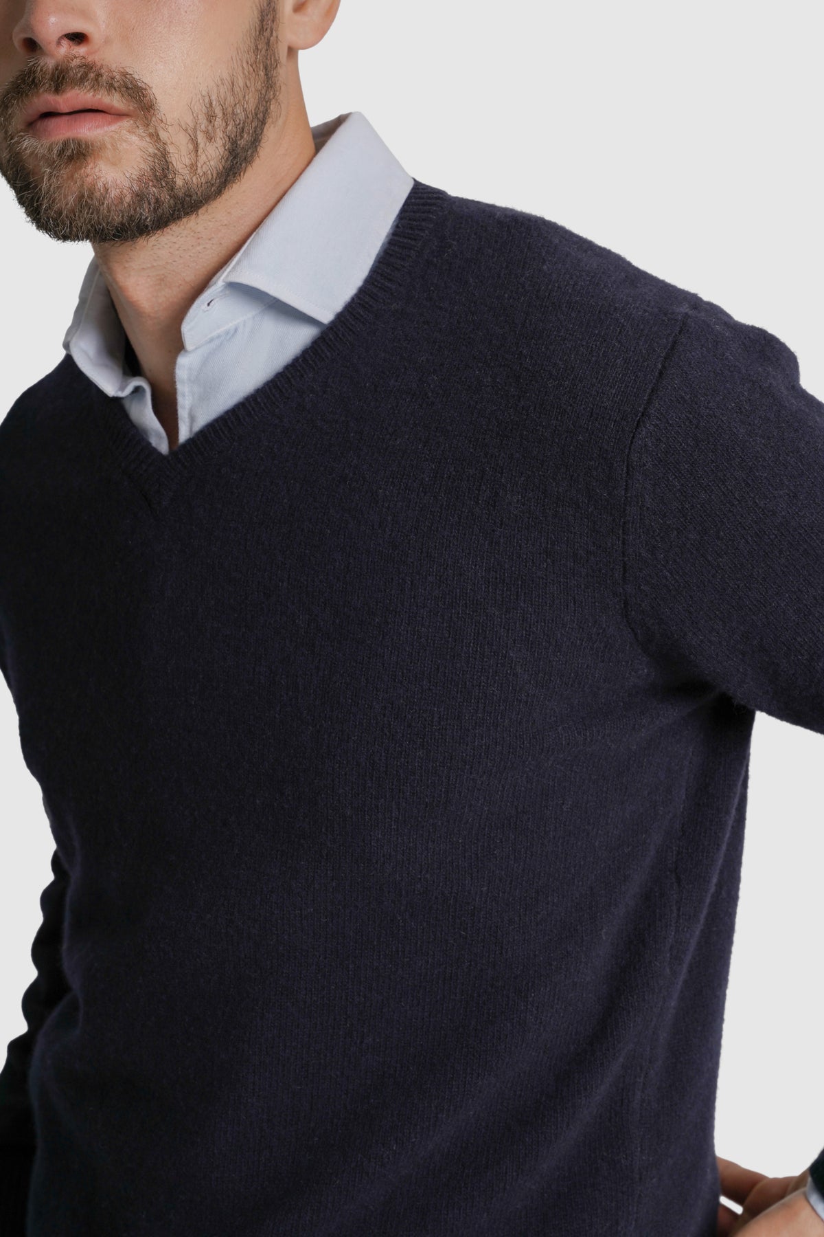 PULLOVER LÃ MERINO REGULAR FIT AZUL LISO MARK BELLUCCI