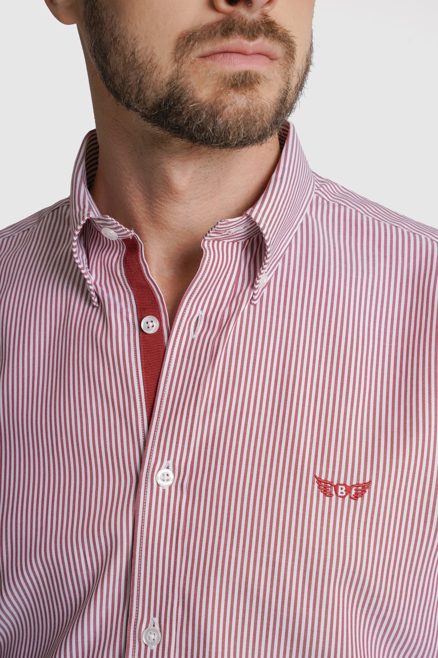 CAMISA ALGODÃO REGULAR FIT BORDEAUX RISCAS MR. BLUE