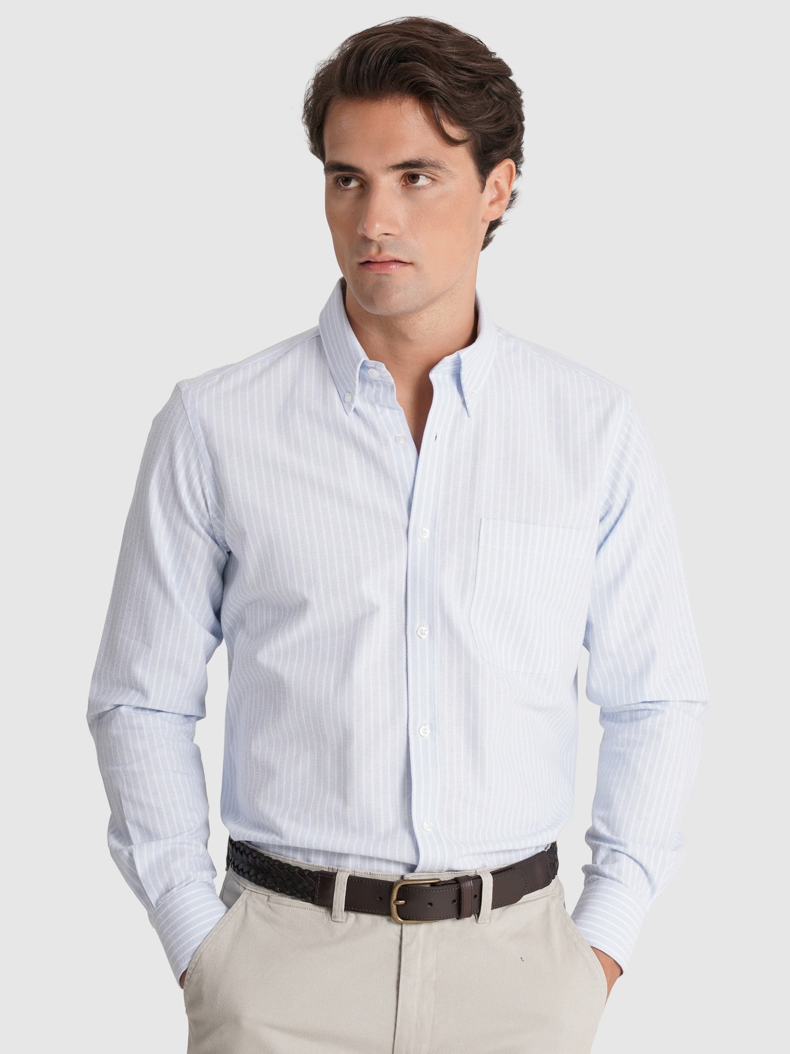 Camisa Algodão Azul Manga Comprida Regular Fit Mr. Blue