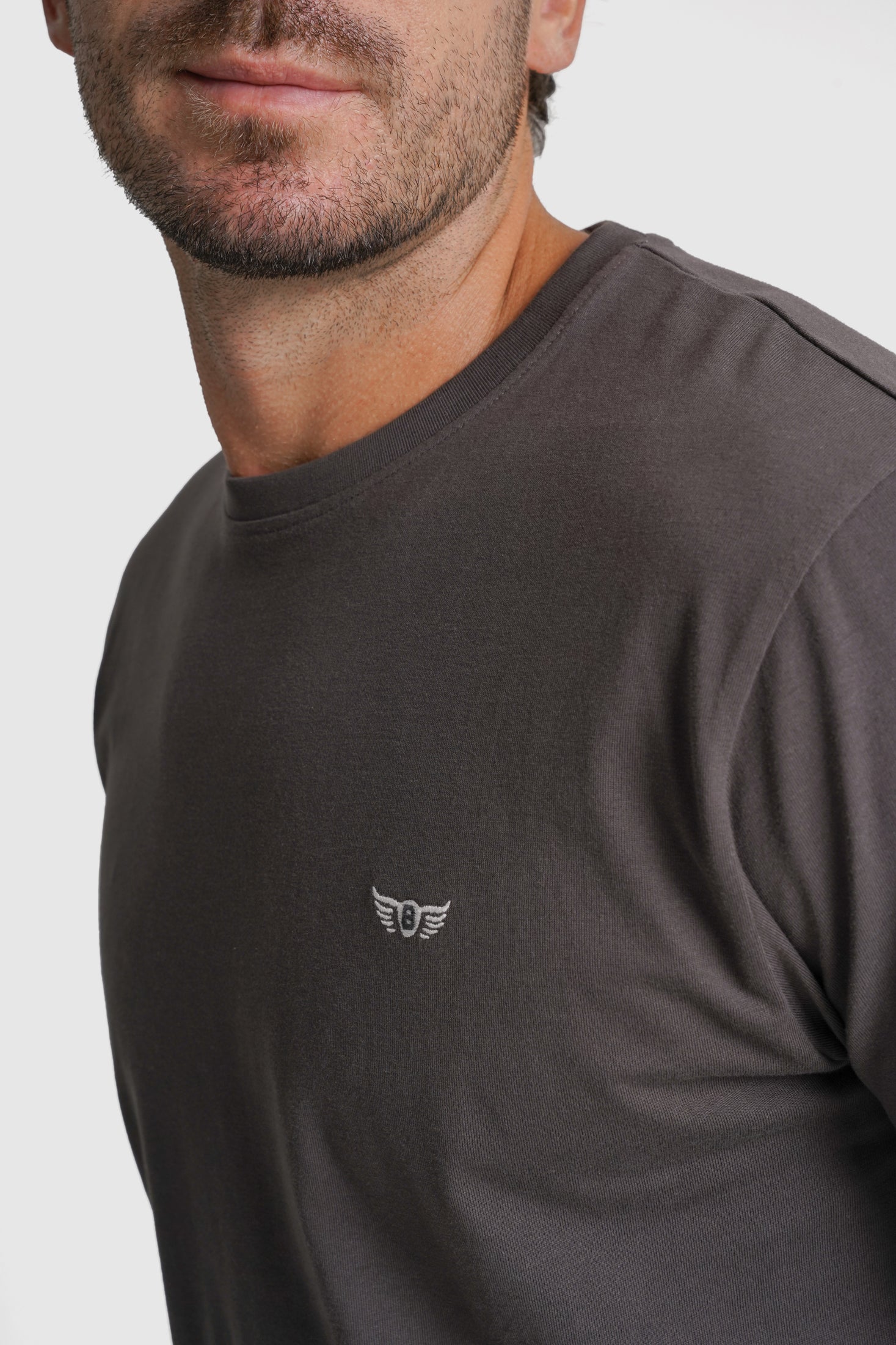 T-SHIRT ALGODÃO REGULAR FIT CINZENTA PADRÃO MR. BLUE