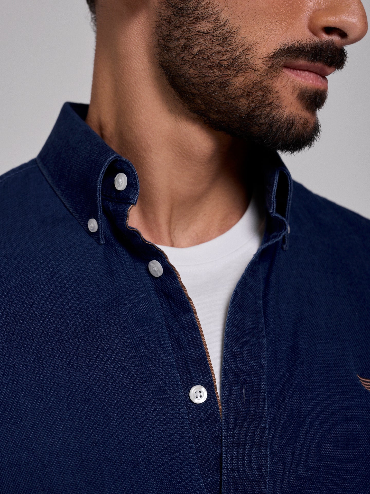 Camisa Algodão Azul Manga Comprida Regular Fit Mr. Blue