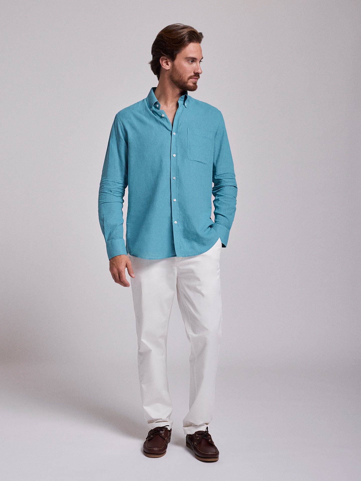 BLUE LINEN SHIRT LONG SLEEVE REGULAR FIT MR. BLUE