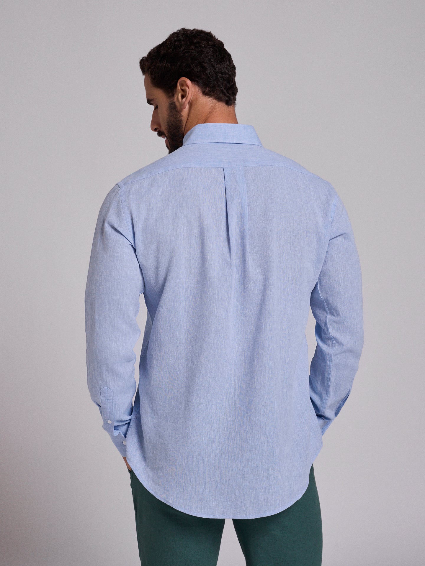 BLUE LINEN SHIRT LONG SLEEVE REGULAR FIT MR. BLUE