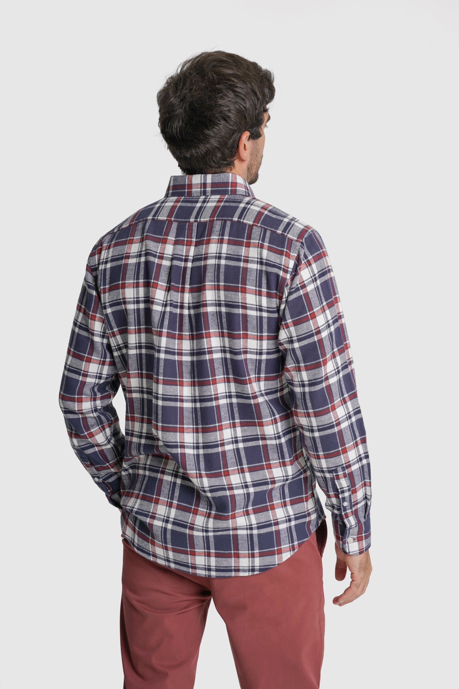 CAMISA ALGODÃO REGULAR FIT VERMELHA QUADRADA MR. BLUE