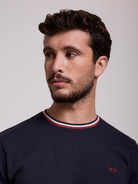 T-SHIRT ALGODÃO AZUL MANGA CURTA REGULAR FIT MR. BLUE