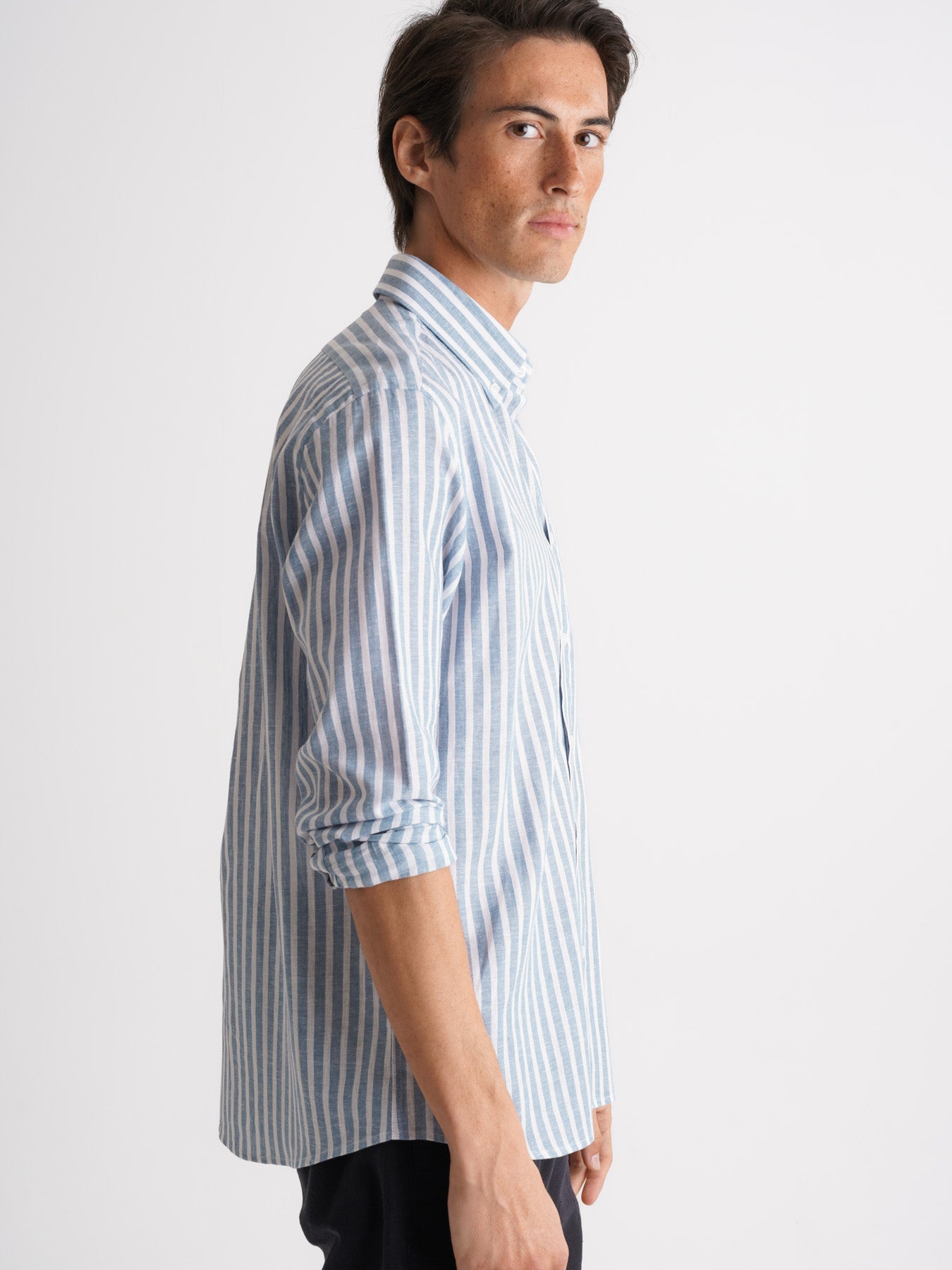 Camisa Regular Fit Lino Azul Mr. Blue