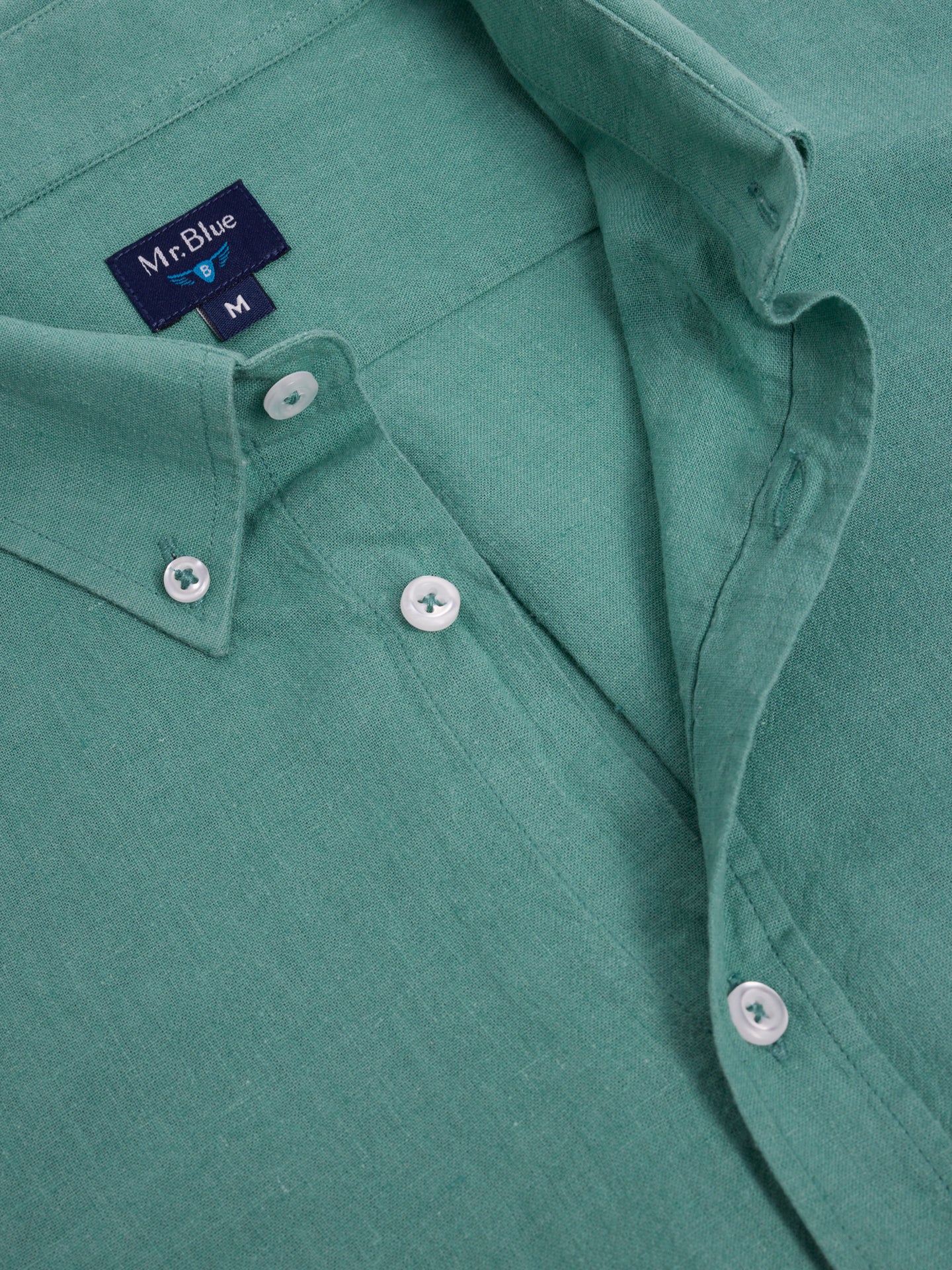 GREEN LINEN SHIRT LONG SLEEVE REGULAR FIT MR. BLUE
