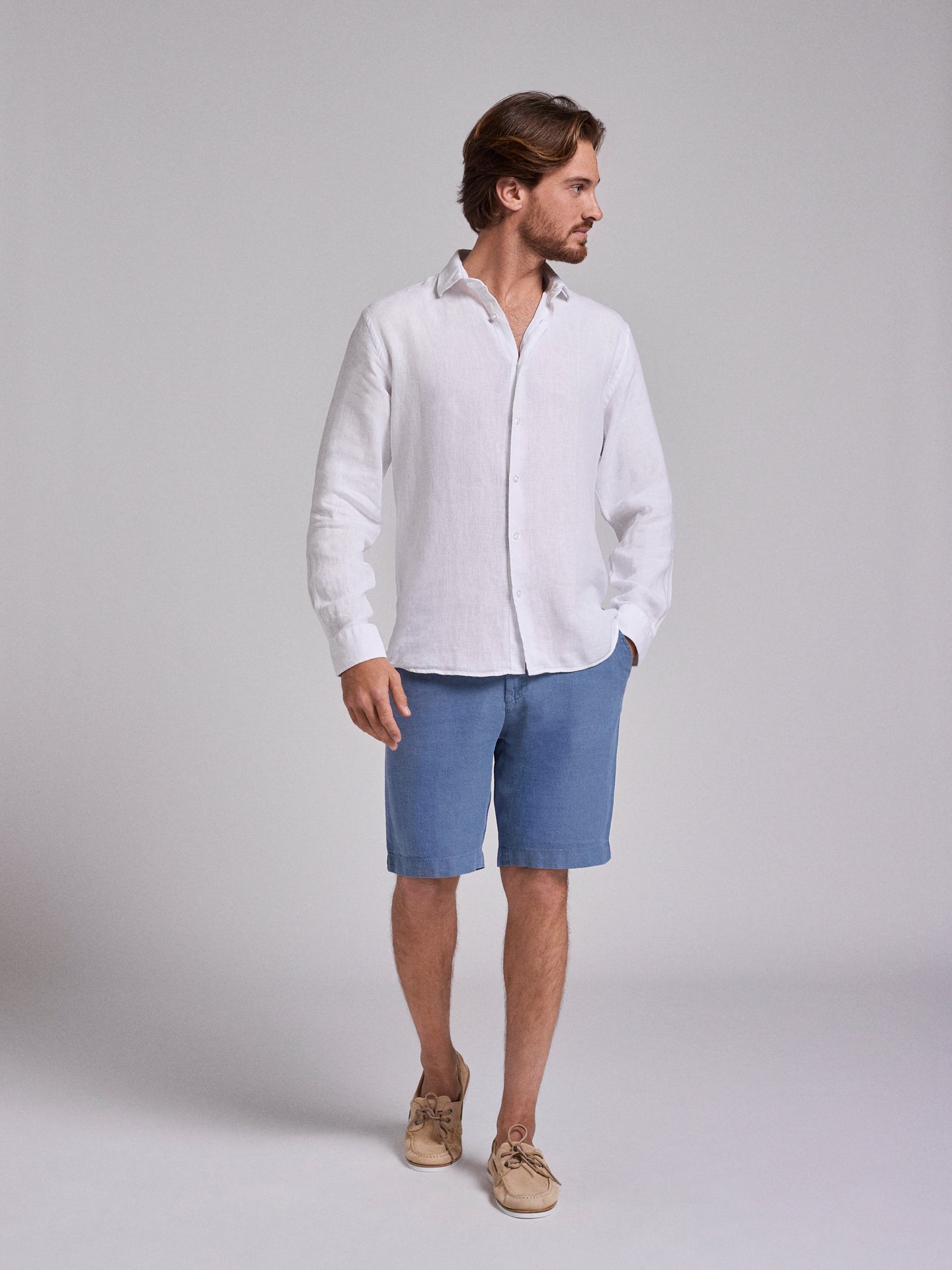 CAMISA LINO BLANCO MANGA LARGA SASTRERÍA MARK BELLUCCI
