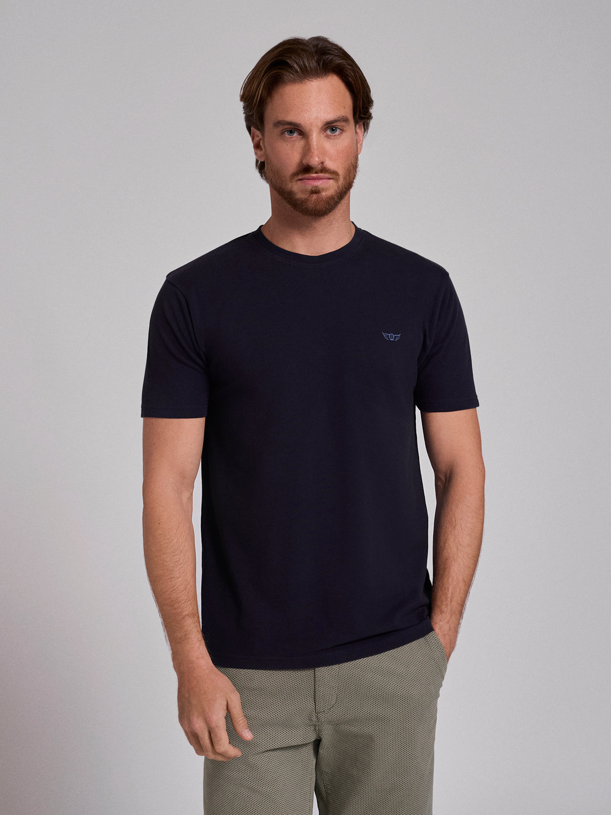 BLUE COTTON T-SHIRT SHORT SLEEVE REGULAR FIT MR. BLUE