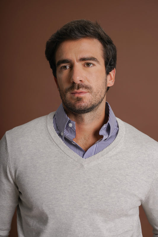 PULLOVER CAXEMIRA REGULAR FIT CINZENTO LISO MR. BLUE