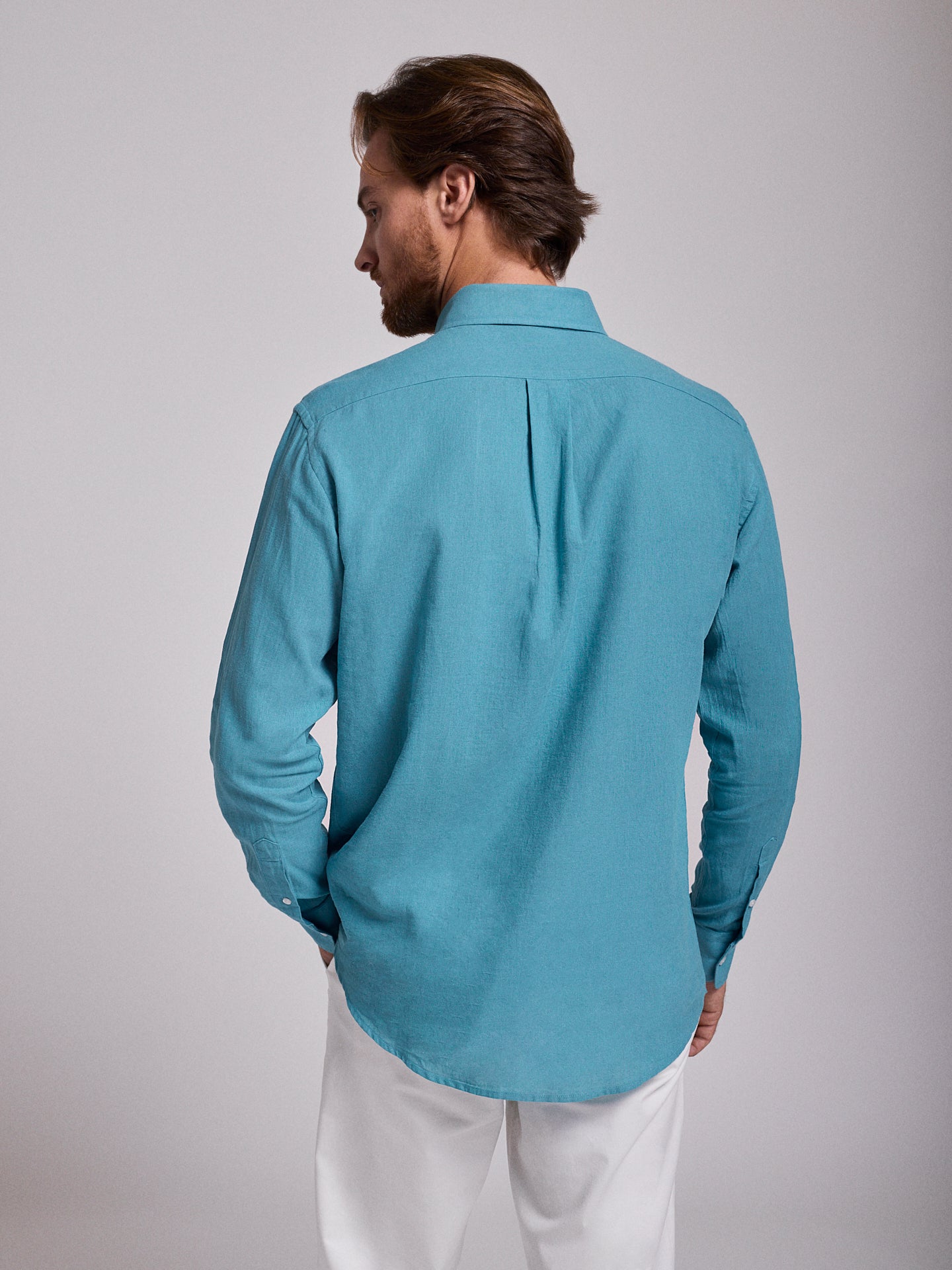 BLUE LINEN SHIRT LONG SLEEVE REGULAR FIT MR. BLUE