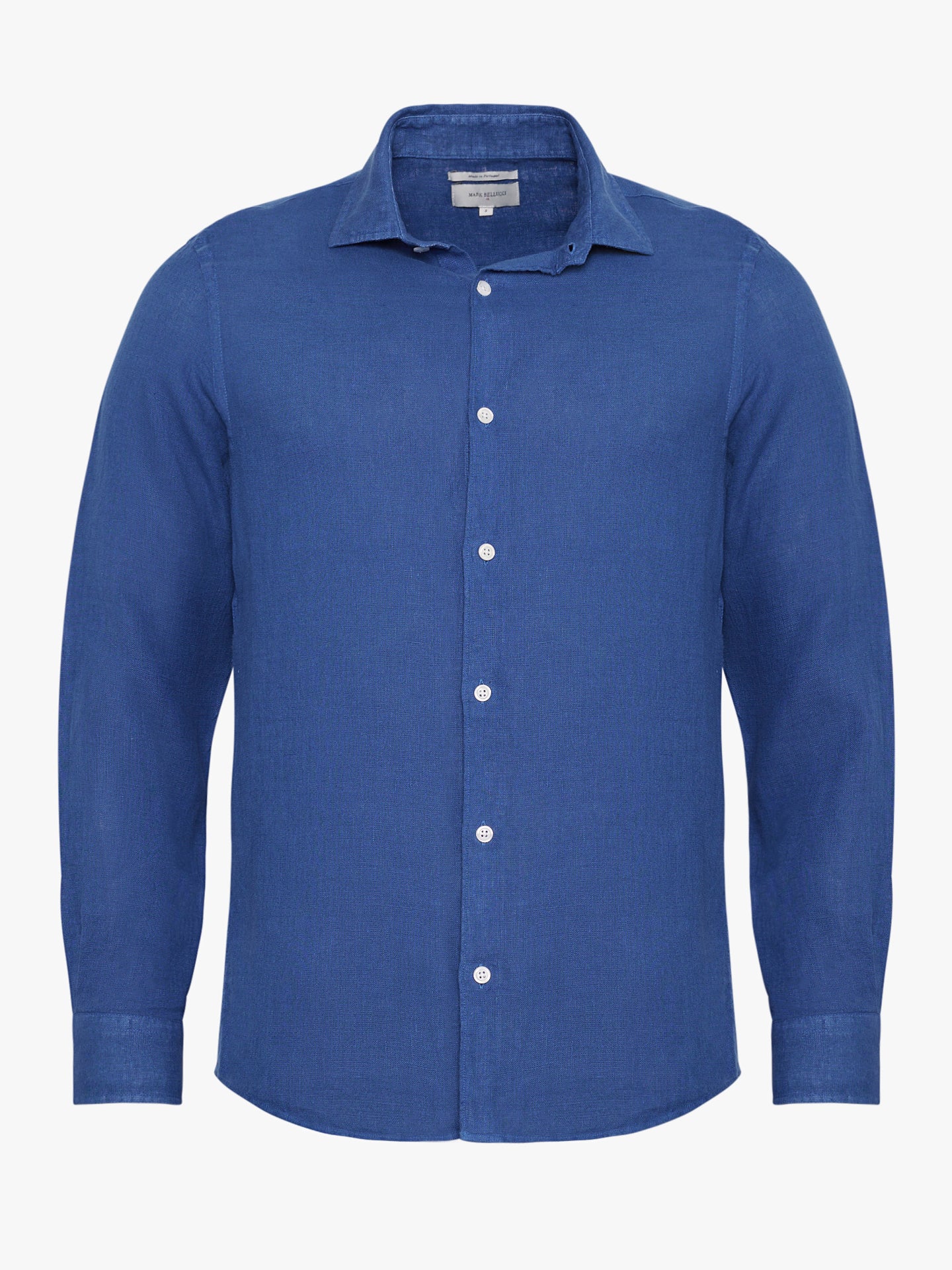 Camisa entallada de lino azul Mr. Blue