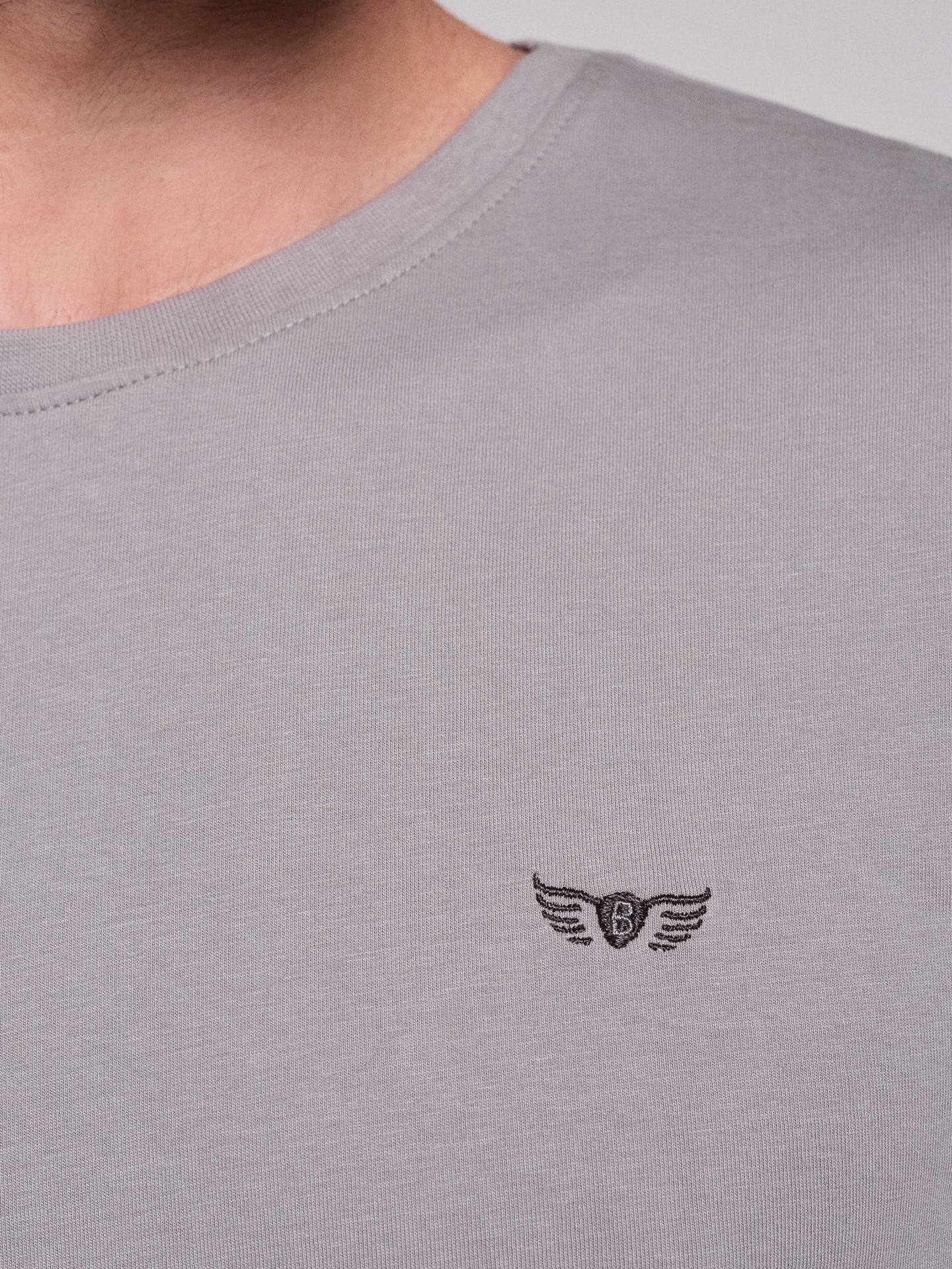 GRAY COTTON T-SHIRT SHORT SLEEVES REGULAR FIT MR. BLUE