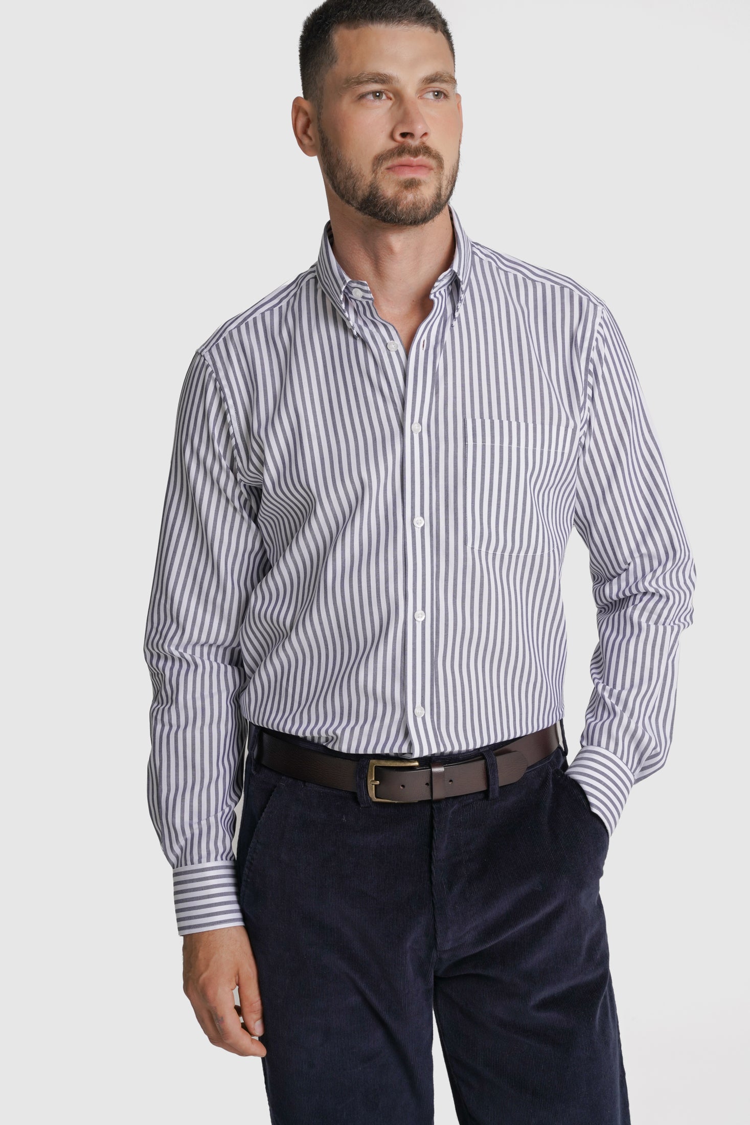 CAMISA ALGODÃO REGULAR FIT AZUL RISCAS MR. BLUE