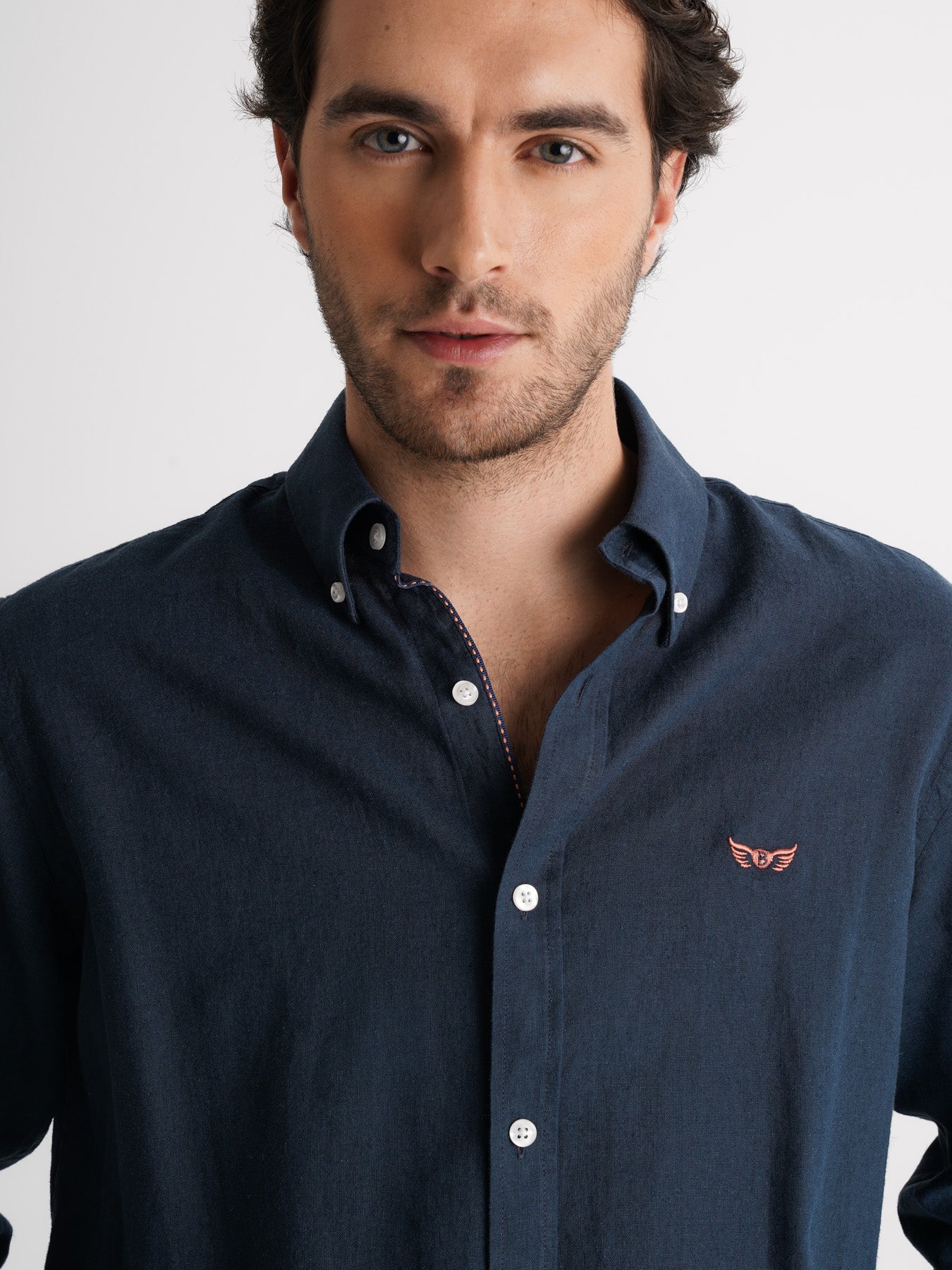 Camisa Regular Fit Lino Azul Mr. Blue