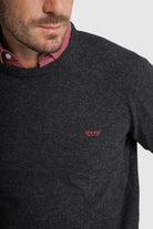 PULLOVER LÃ REGULAR FIT CINZENTO LISO MR. BLUE