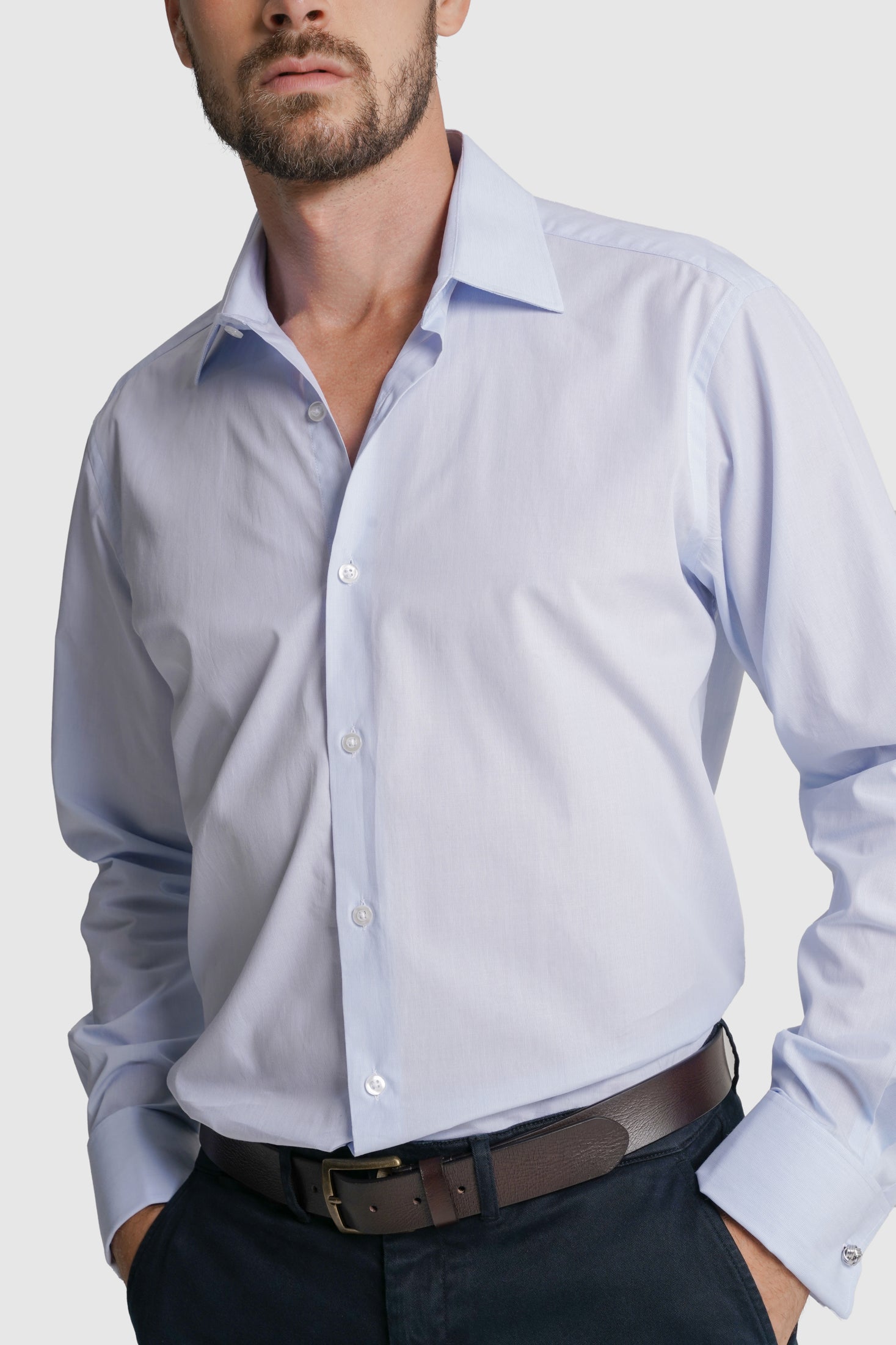 CAMISA ALGODÃO CLASSIC FIT AZUL RISCAS MR. BLUE