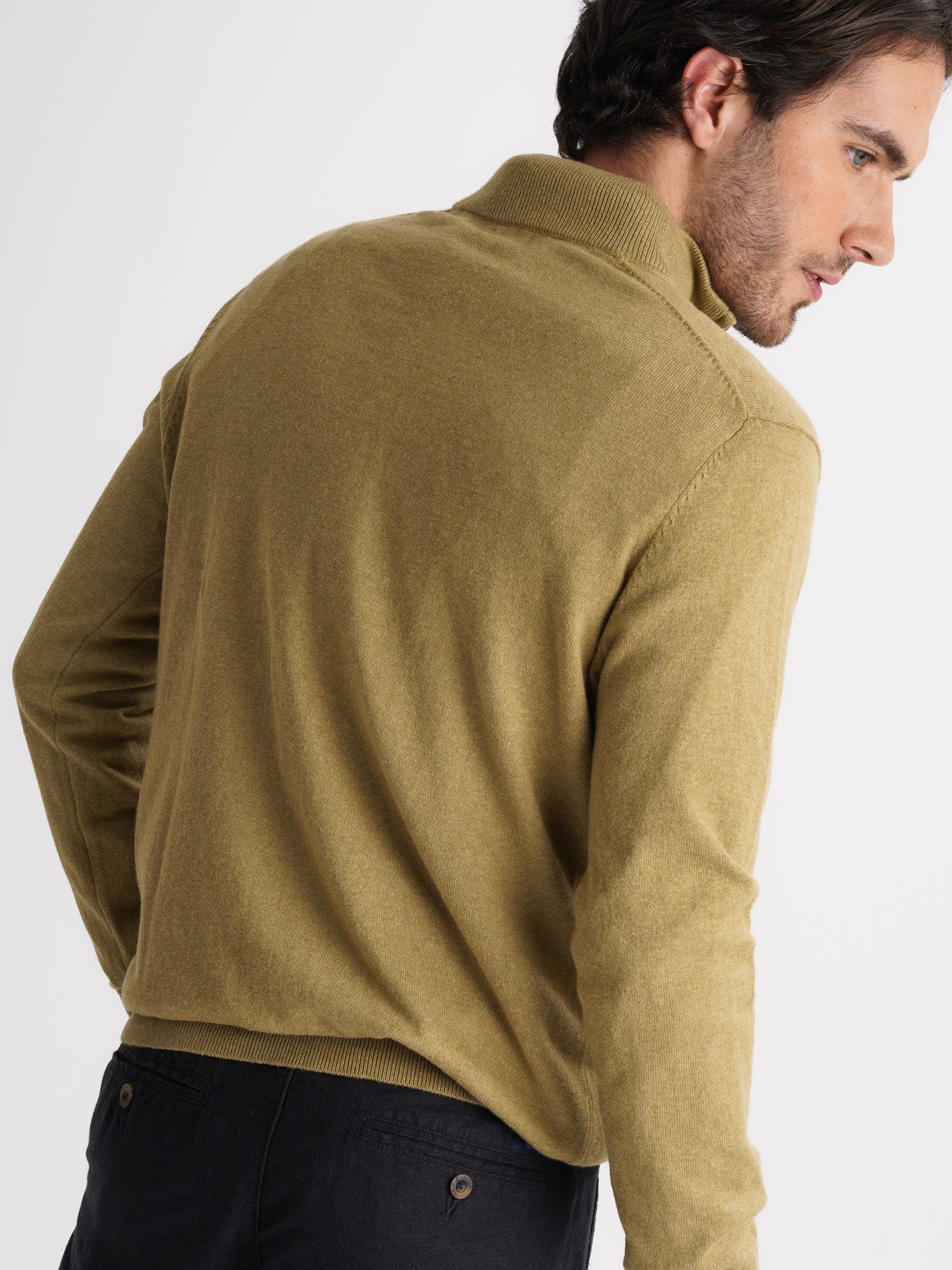 Jersey de cachemira verde fino Mr. Blue