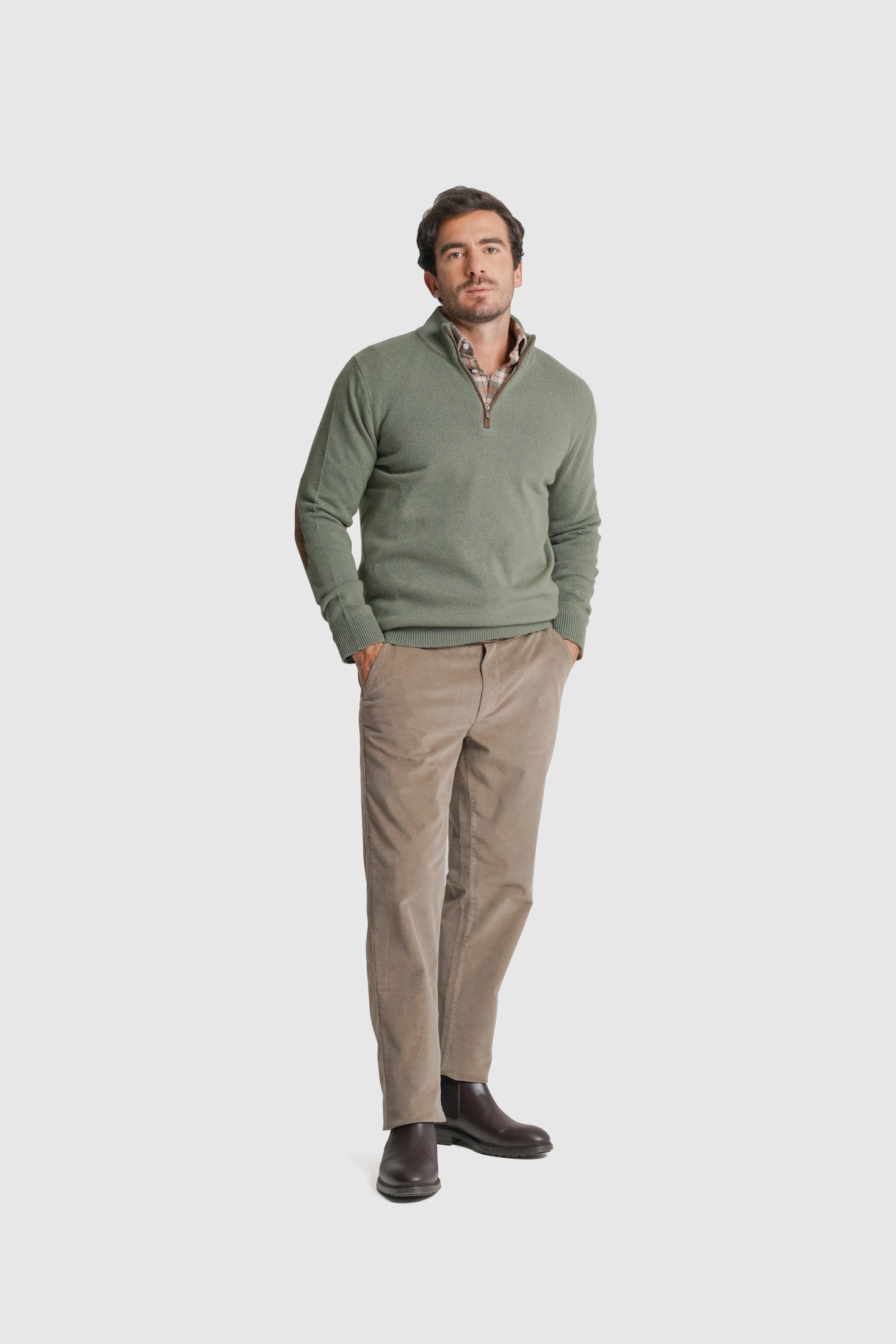 PULLOVER LÃ REGULAR FIT VERDE LISO MR. BLUE