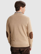 PULLOVER FINO BEGE COM COTOVELEIRA REGULAR FIT MR. BLUE