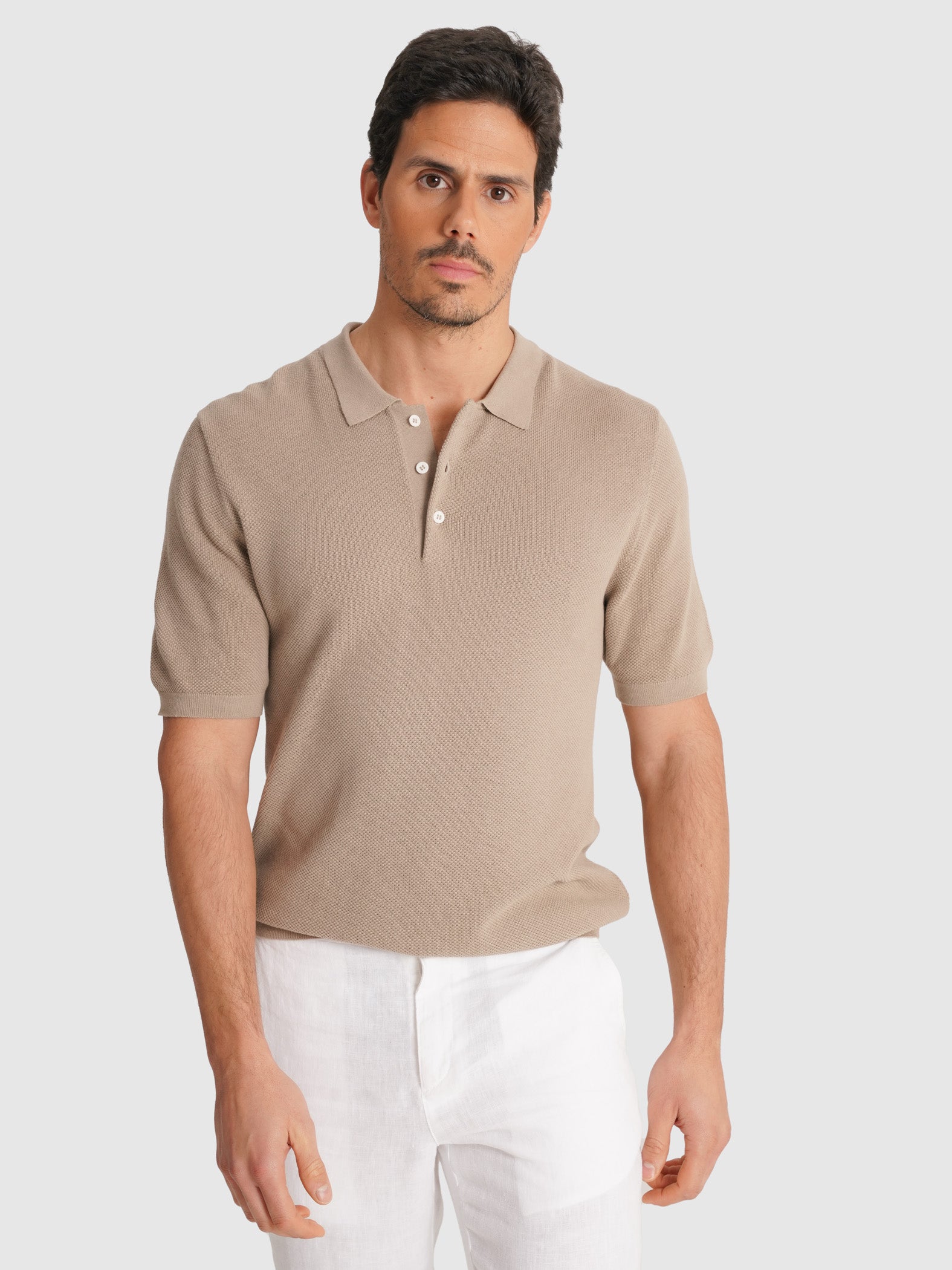 POLO REGULAR FIT MANGA CORTA BEIGE MARK BELLUCCI