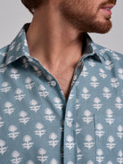 Camisa Linho Verde Manga Curta Regular Fit Mr. Blue