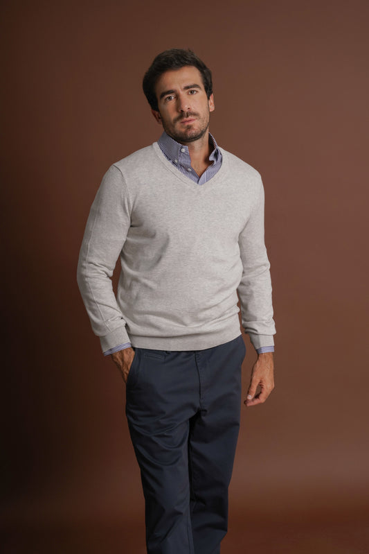 PULLOVER CAXEMIRA REGULAR FIT CINZENTO LISO MR. BLUE