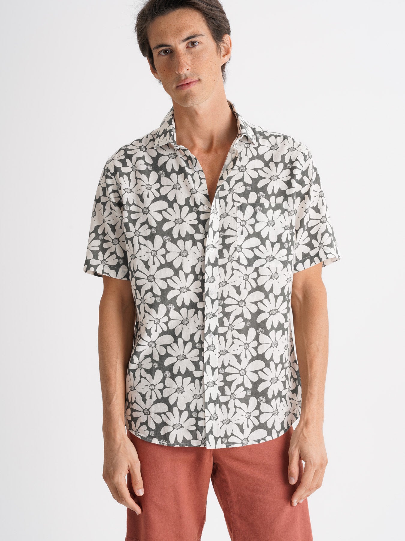 Regular Fit Gray Linen Shirt Mr. Blue