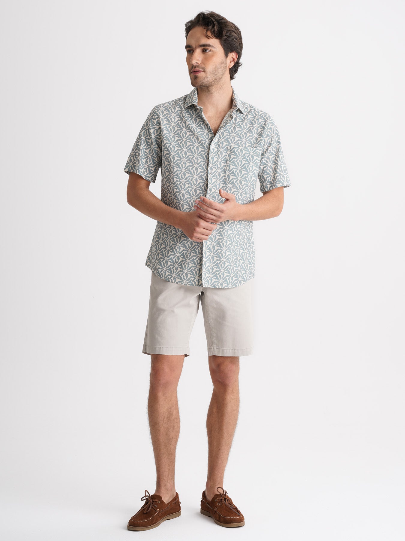 Camisa Regular Fit Linho Azul Mr. Blue