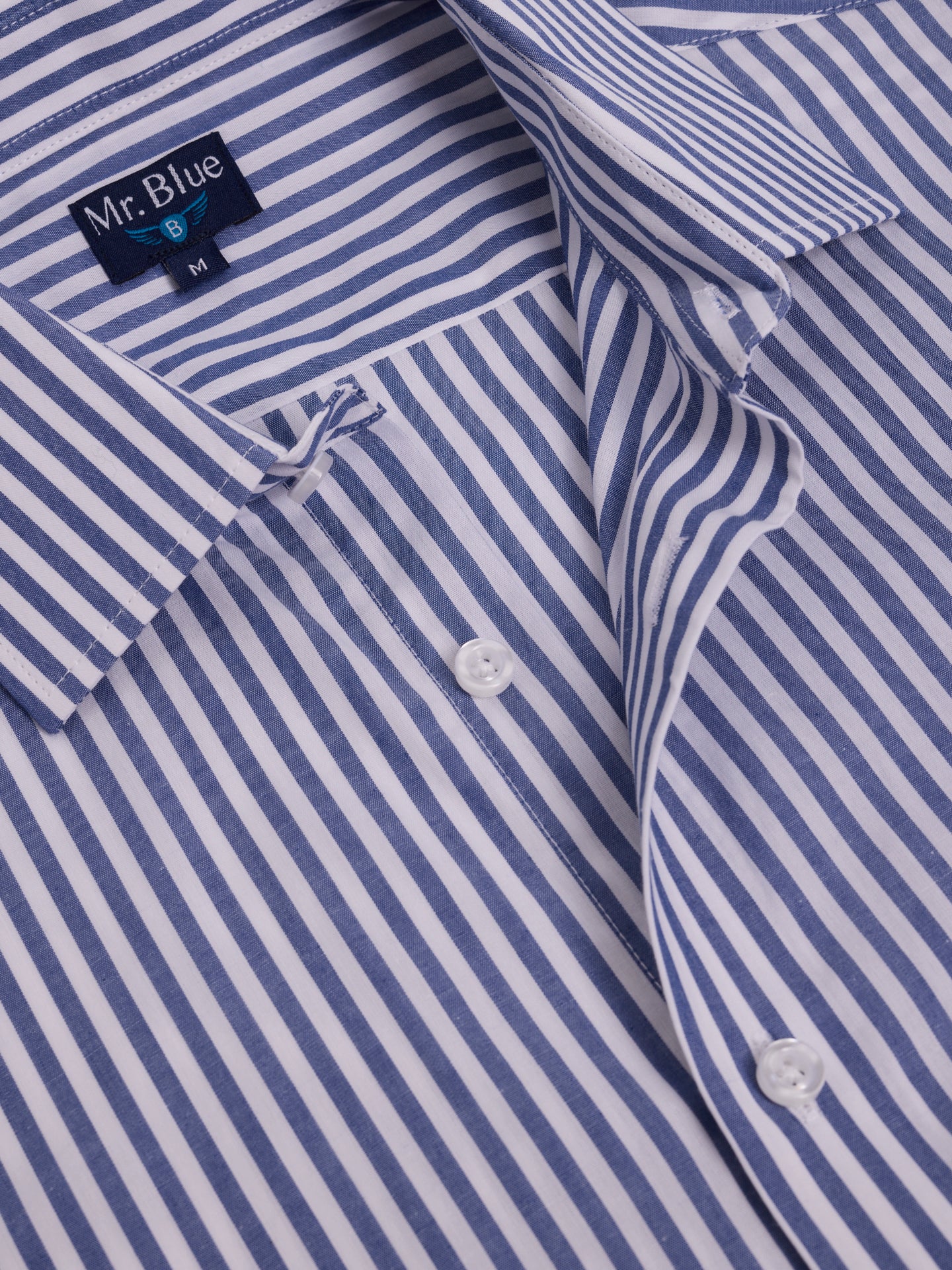 Camisa Algodão Azul Manga Comprida Slim Fit Mr. Blue