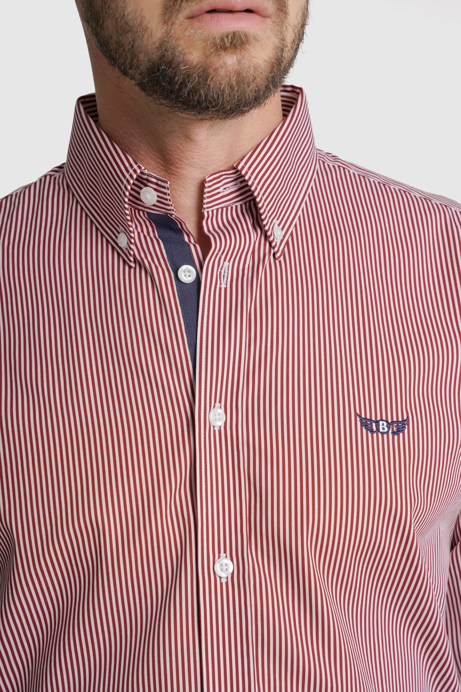 CAMISA ALGODÃO REGULAR FIT VERMELHA RISCAS MR. BLUE