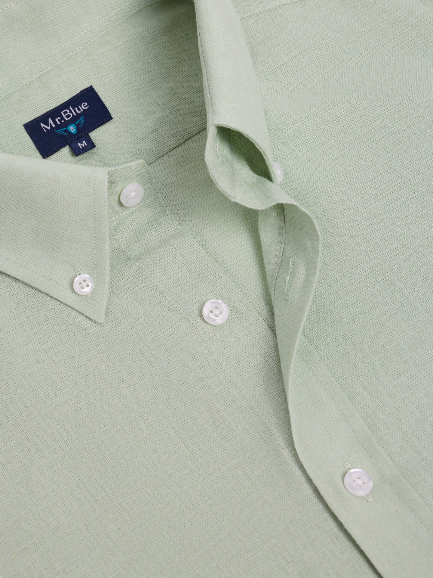 CAMISA LINO VERDE MANGA LARGA REGULAR FIT MR. AZUL