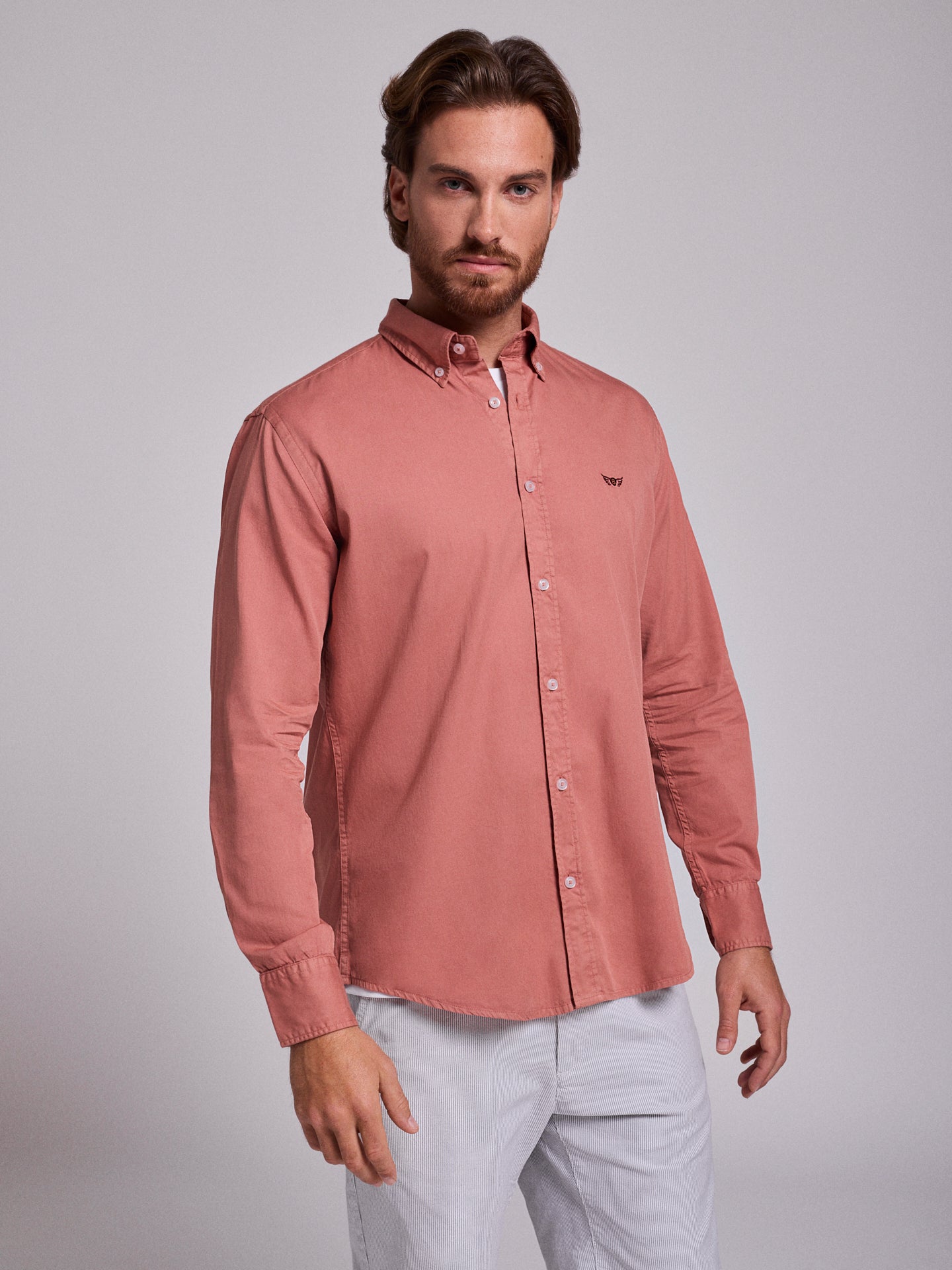 RED COTTON SHIRT LONG SLEEVE REGULAR FIT MR. BLUE