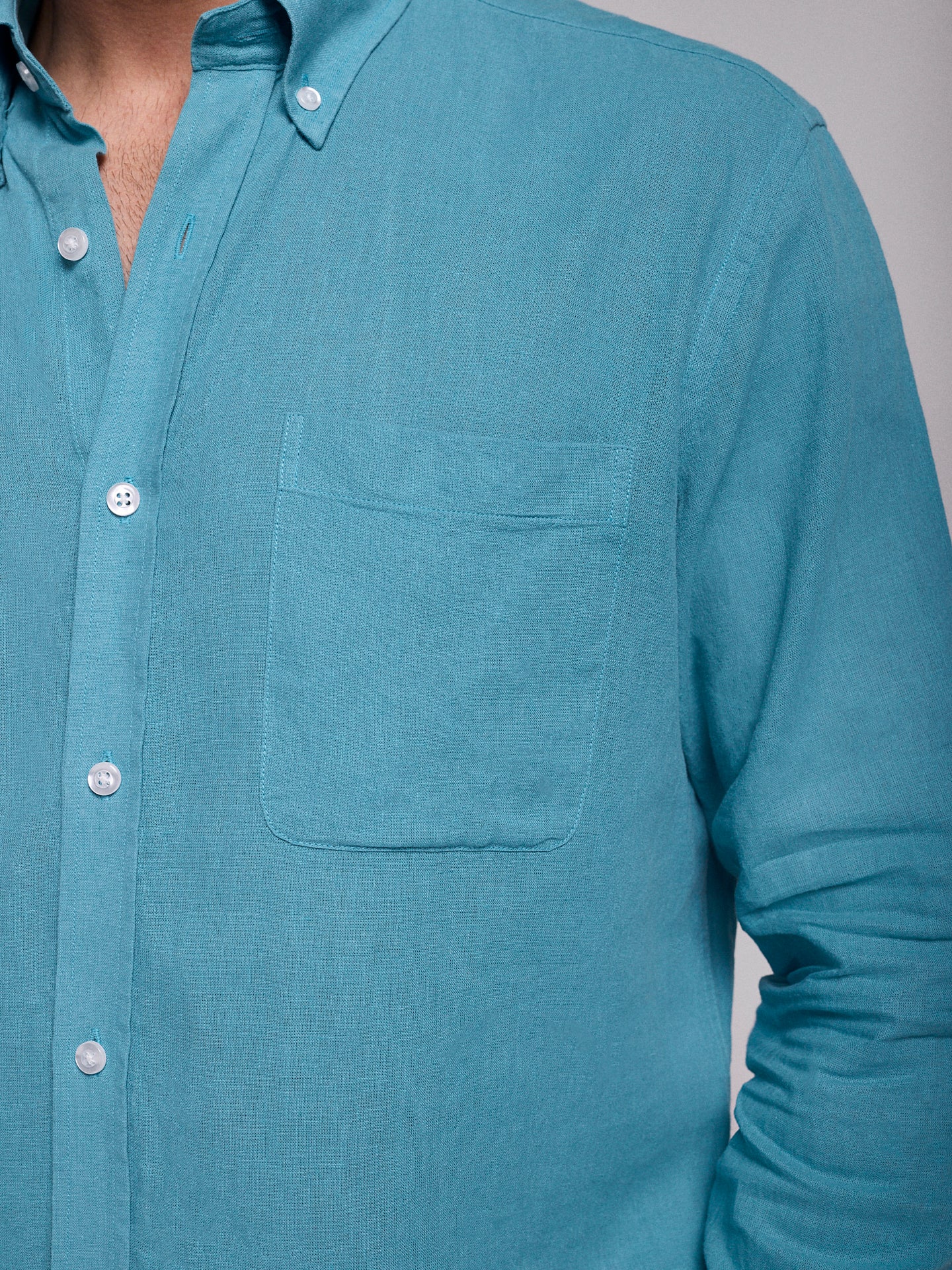 BLUE LINEN SHIRT LONG SLEEVE REGULAR FIT MR. BLUE