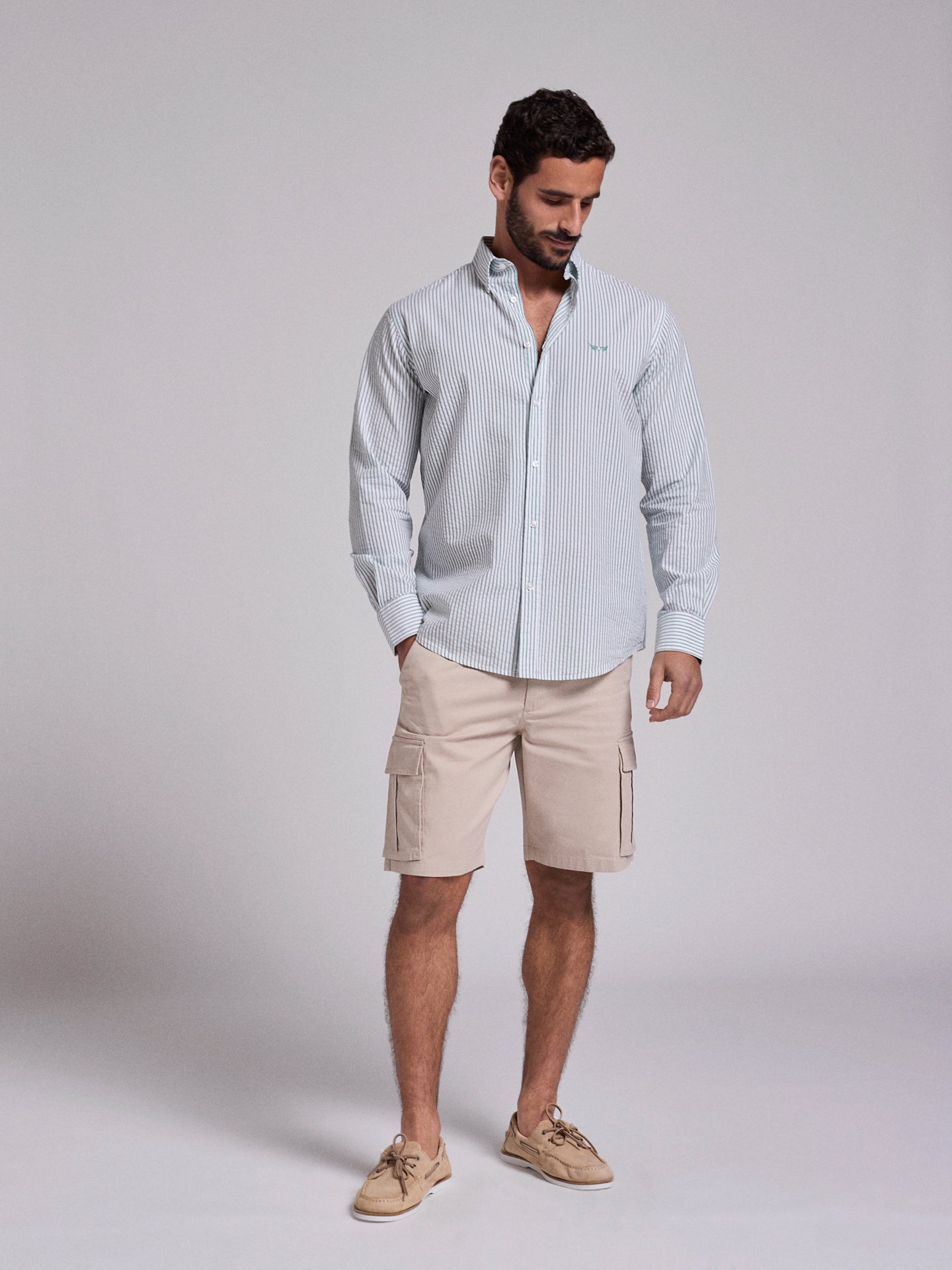 GREEN COTTON SHIRT REGULAR FIT MR. BLUE