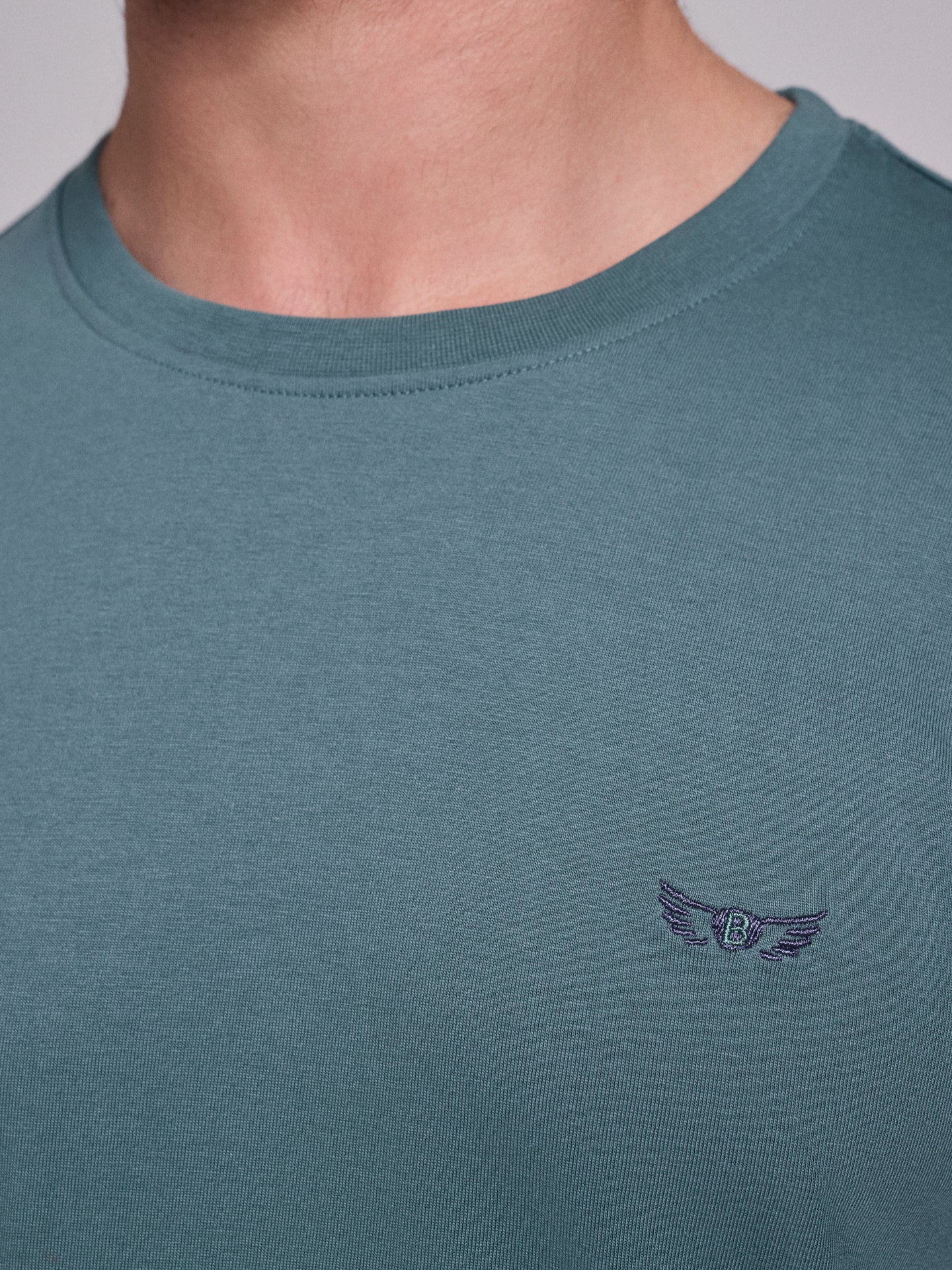 GREEN COTTON T-SHIRT SHORT SLEEVE REGULAR FIT MR. BLUE
