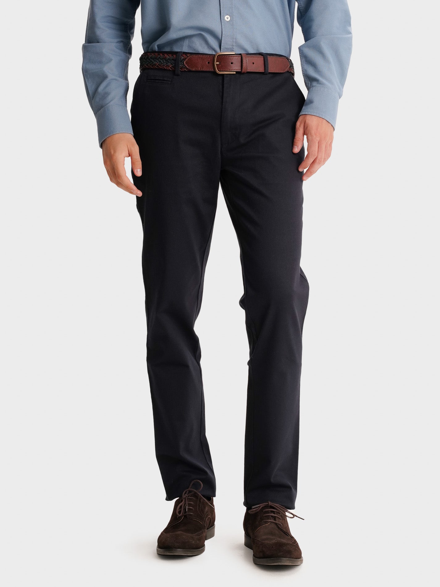 BLUE STRUCTURED TROUSERS SLIM FIT MR. BLUE