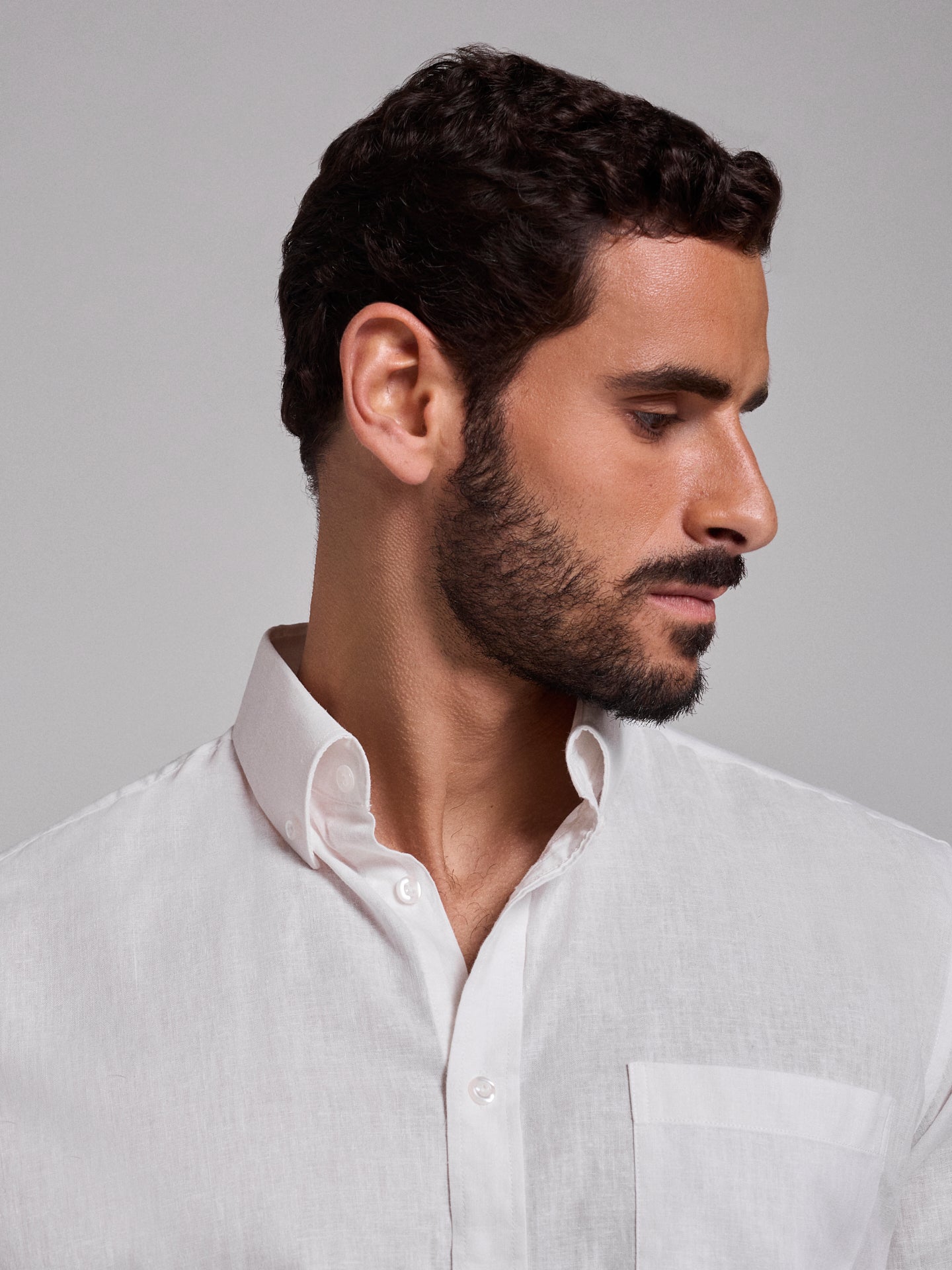 WHITE LINEN SHIRT LONG SLEEVE REGULAR FIT MR. BLUE