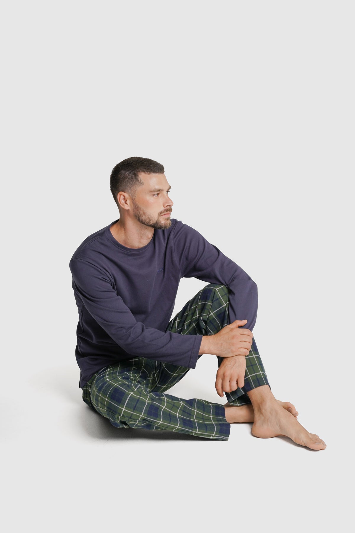 PIJAMA ALGODÃO REGULAR FIT AZUL QUADRADO MR. BLUE